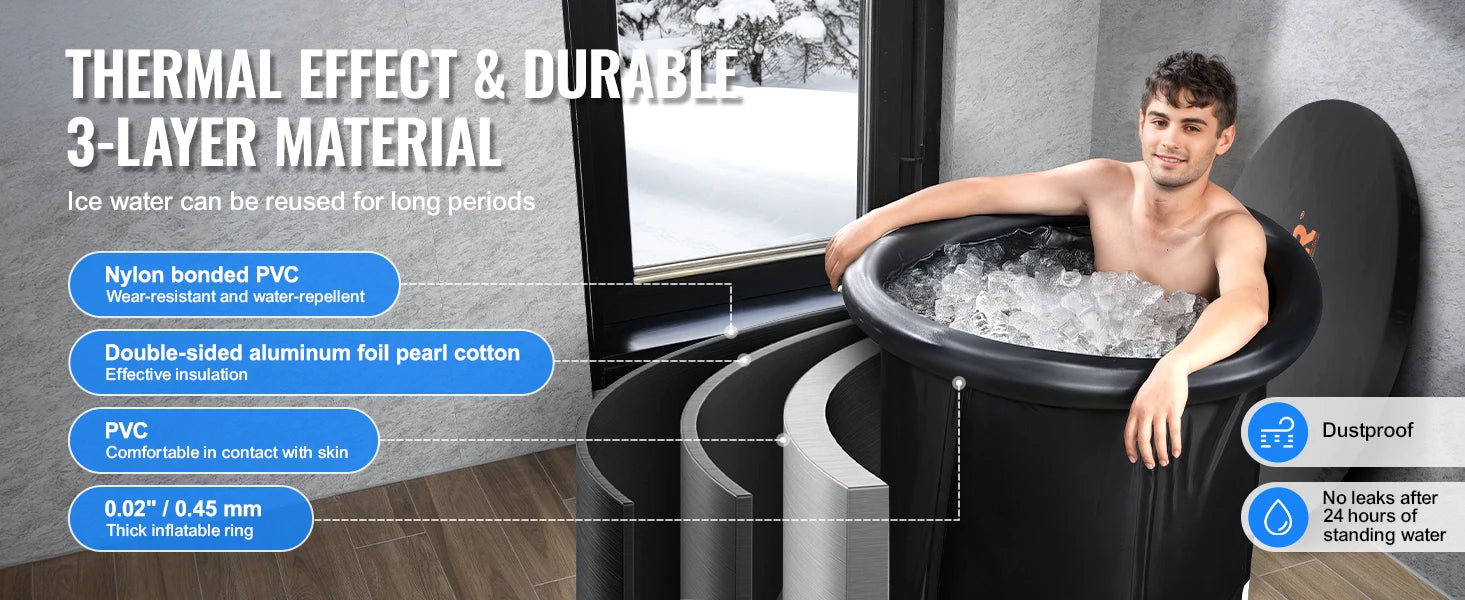 Opblaasbaar IJsbad Dompelbad – Draagbaar Koudwaterbad voor Atleten en Sportherstel – 330 Liter