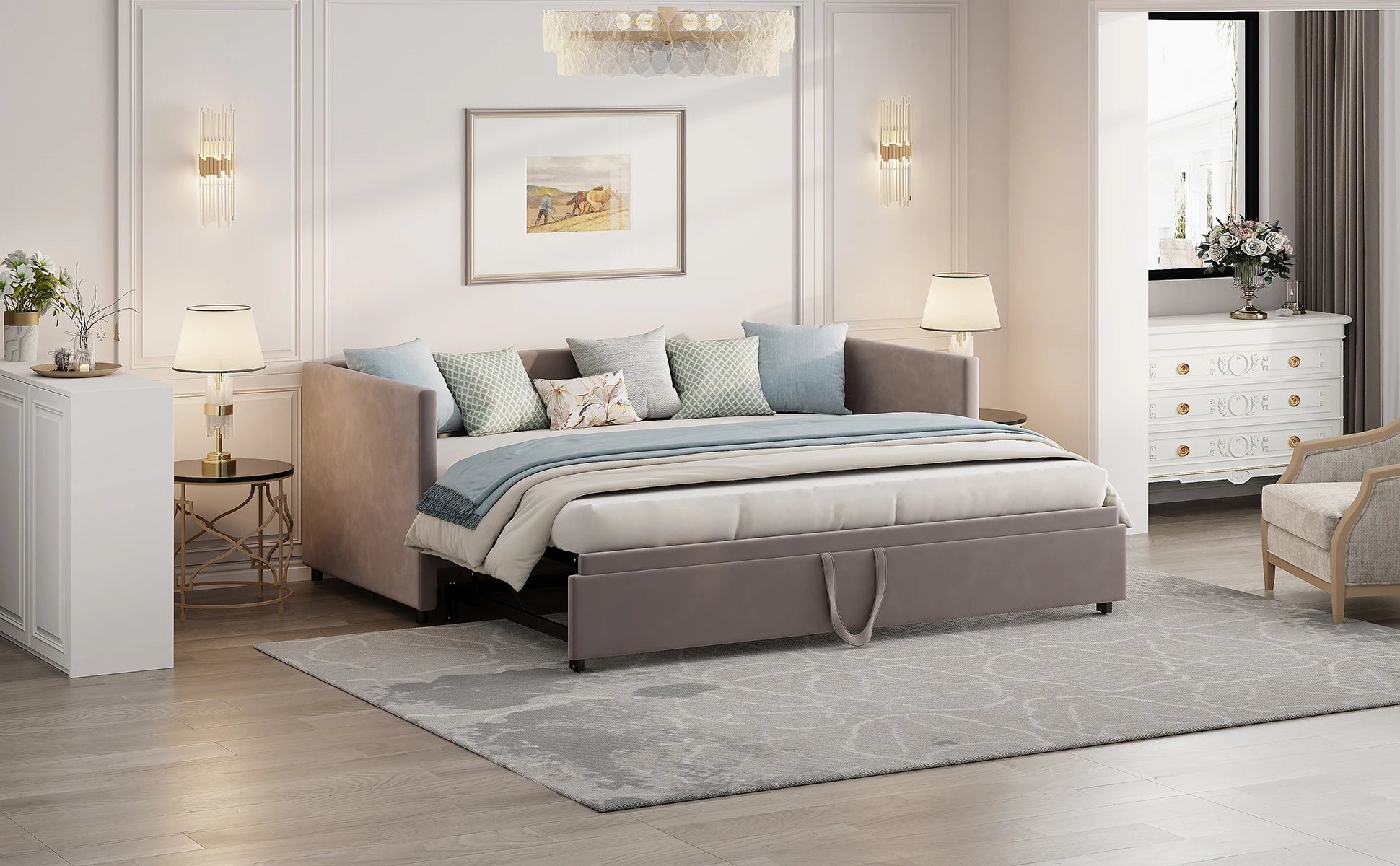 Fluwelen 2‑in‑1 Slaapbank 90×200 cm – Multifunctionele Bank & Bed