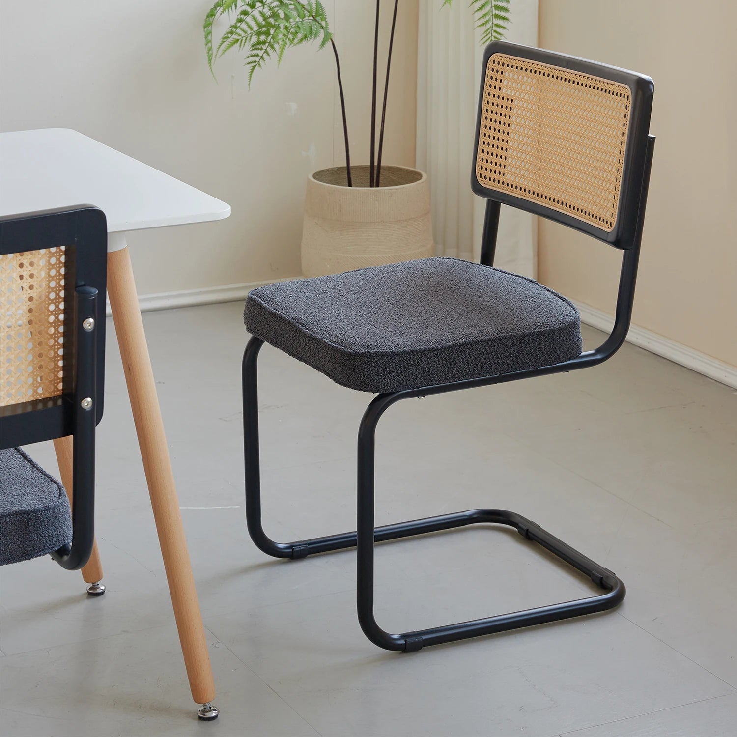 Rotan Eetkamerstoelen Set van 2 of 4 – Retro Design met Velvet Zitting en Metalen Frame