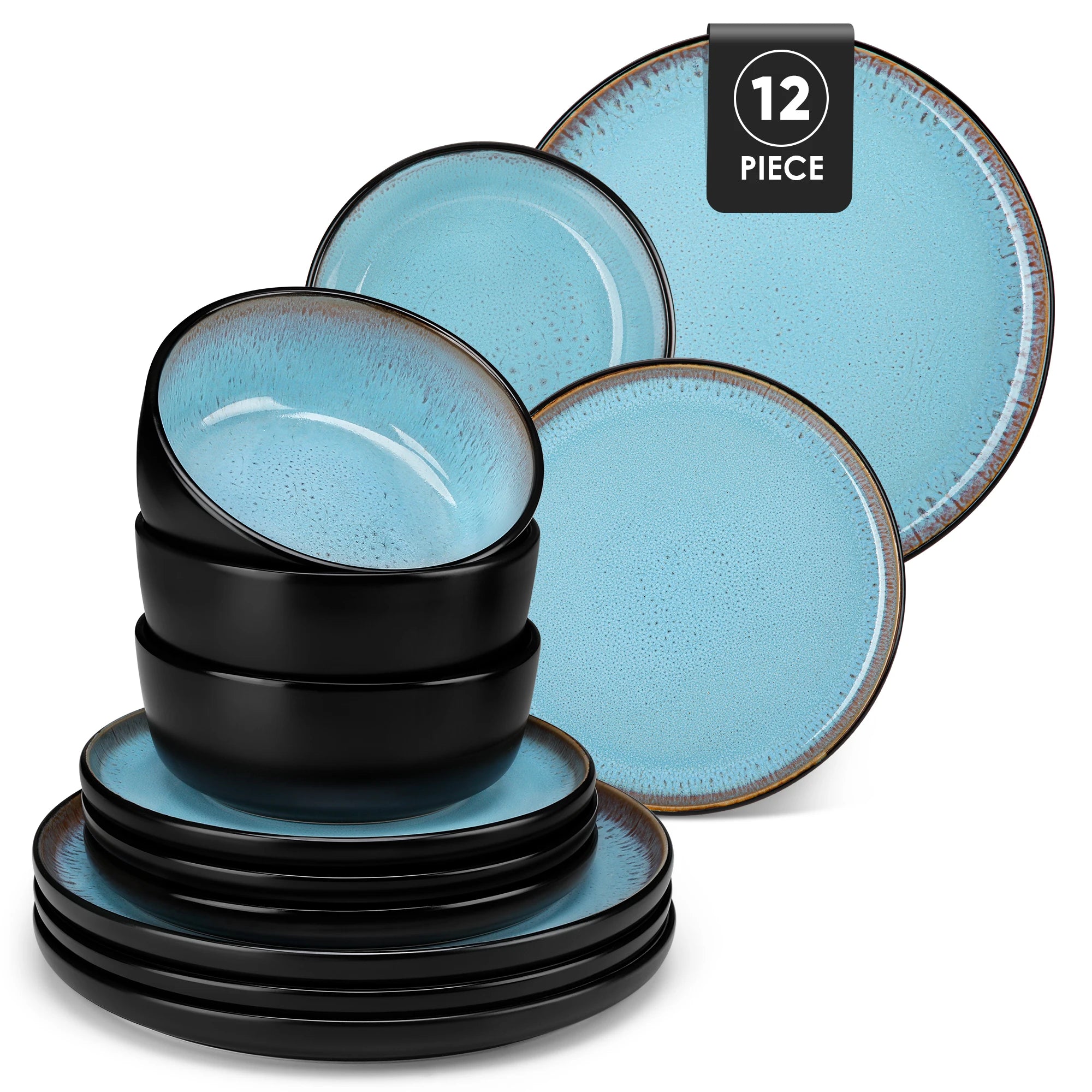 Servies Set 16-Delig – Mat Zwart Keramisch Servies – Modern & Duurzaam Steengoed voor 4 Personen