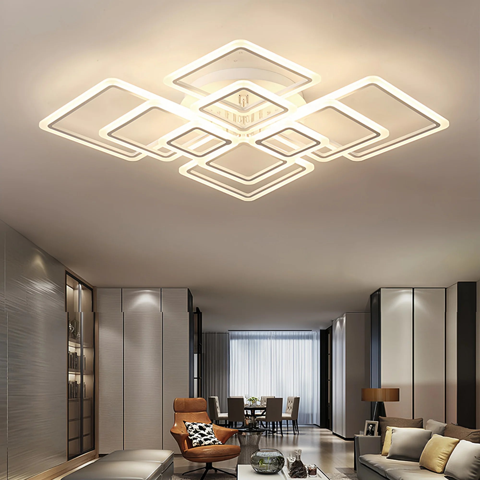 Moderne LED Plafondlamp Vierkant met Afstandsbediening – Dimbare Smart Plafondverlichting – Energiezuinige Acryl Design Lamp voor Slaapkamer & Woonkamer