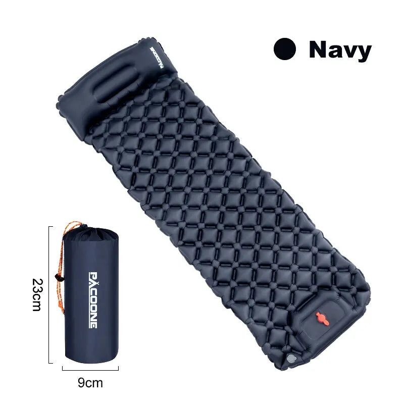 Opblaasbaar Ultralicht Slaapmatje met Ingebouwd Kussen en Pomp – Comfortabel Outdoor Slaapsysteem