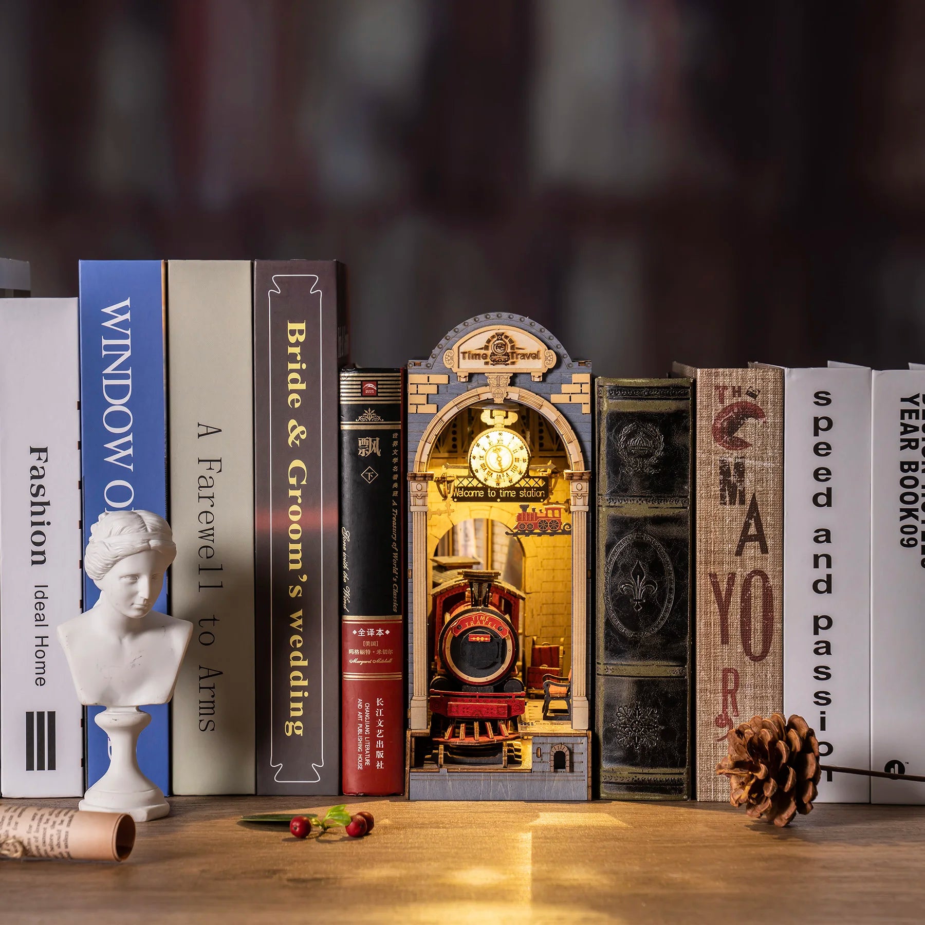 Houten Miniatuur Boekhoekje DIY – LED Sfeerlampje Creatief Knutselpakket voor Jong en Oud