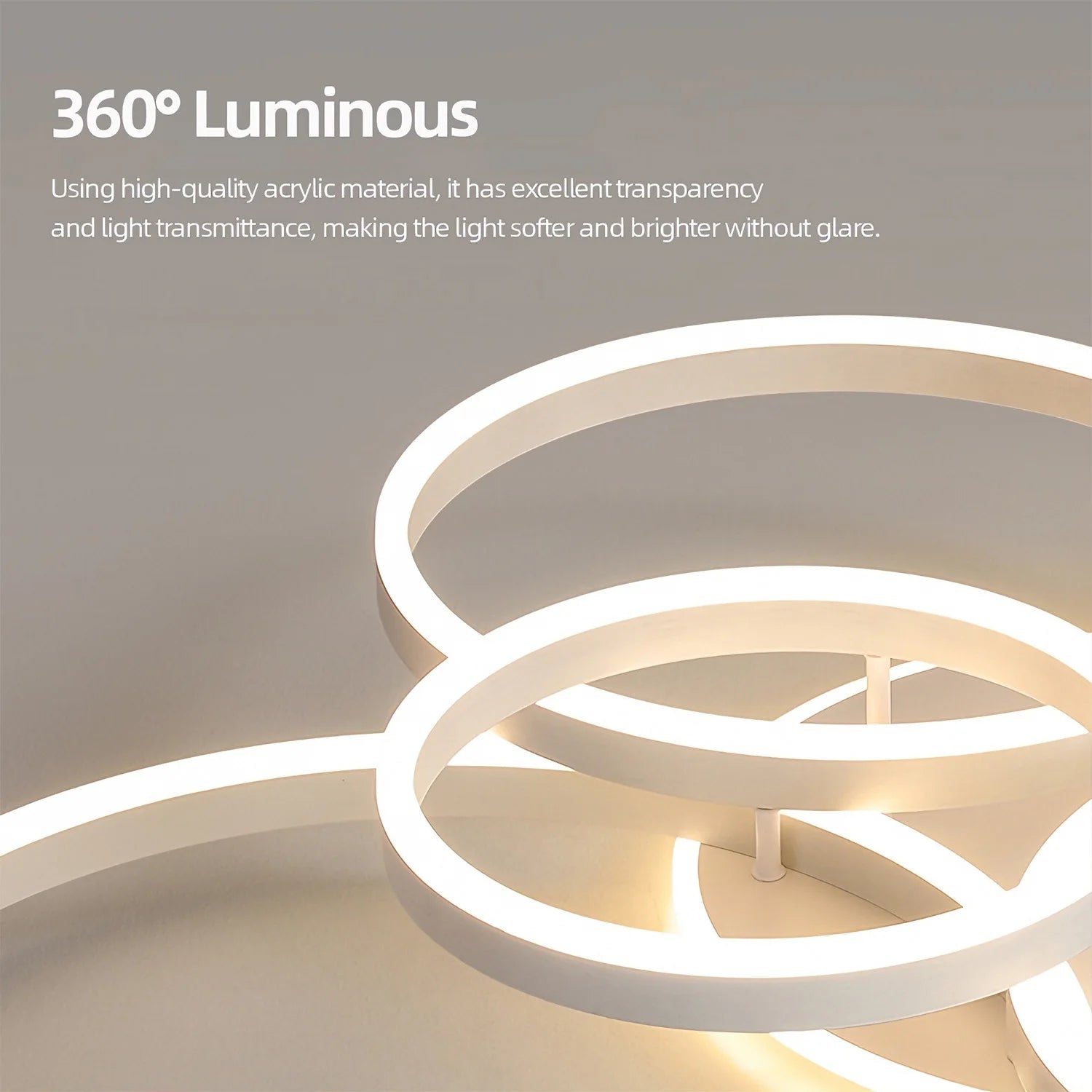 Slimme LED Kroonluchter Ring Design – Dimbare Plafondlamp met Afstandsbediening