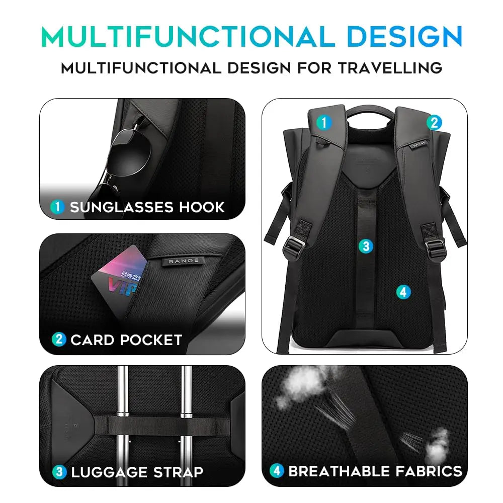 Waterdichte 15.6" Multifunctionele Laptop Rugzak – Casual School & Reizen Unisex Dag‑Rugzak