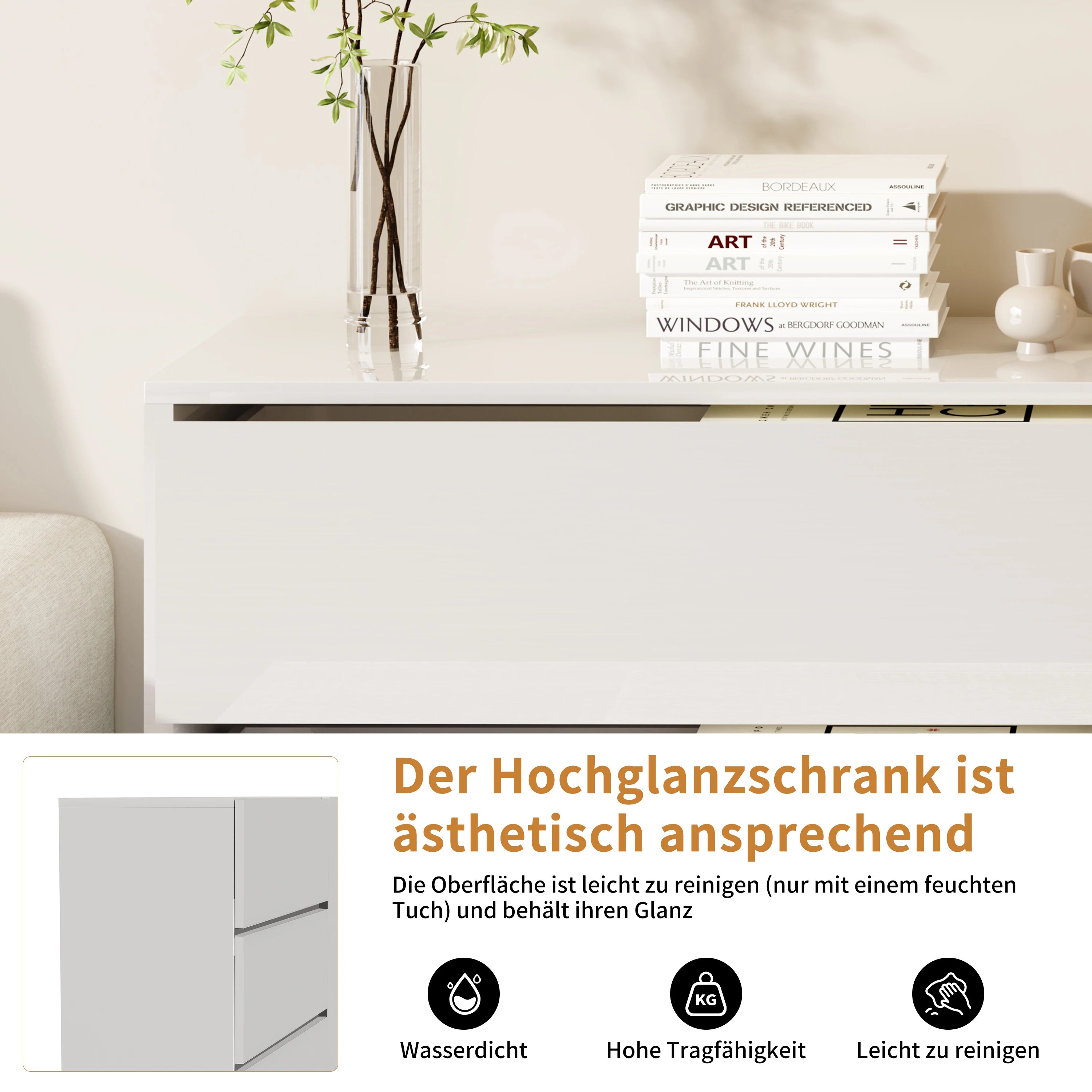 Hoogglans Buffetkast met LED Verlichting – Modern Dressoir met Opbergruimte