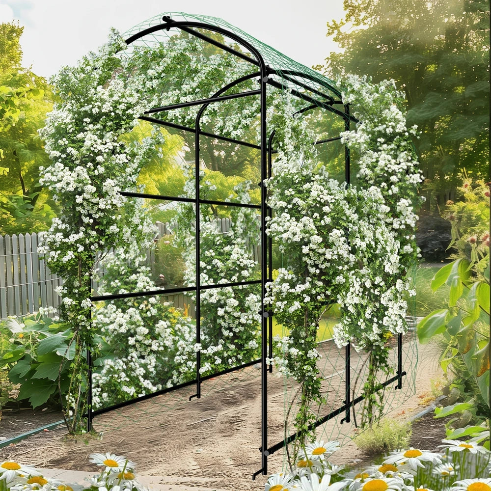 U-vormig Metalen Tuinklimrek voor Planten en Groenten – Sterk Klimrek met Nylon Net | 150KG Draagkracht | Duurzaam Tuinrek