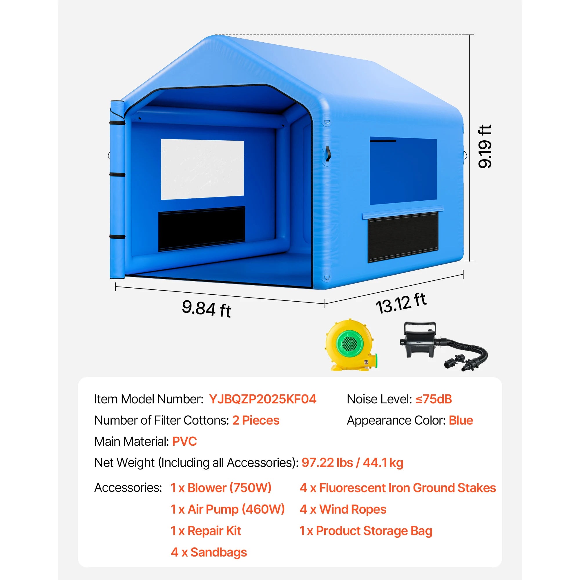 Opblaasbare Spuitcabine met Blower en Luchtfilter – Professionele Verfcabine voor Auto, Meubels en DIY Projecten