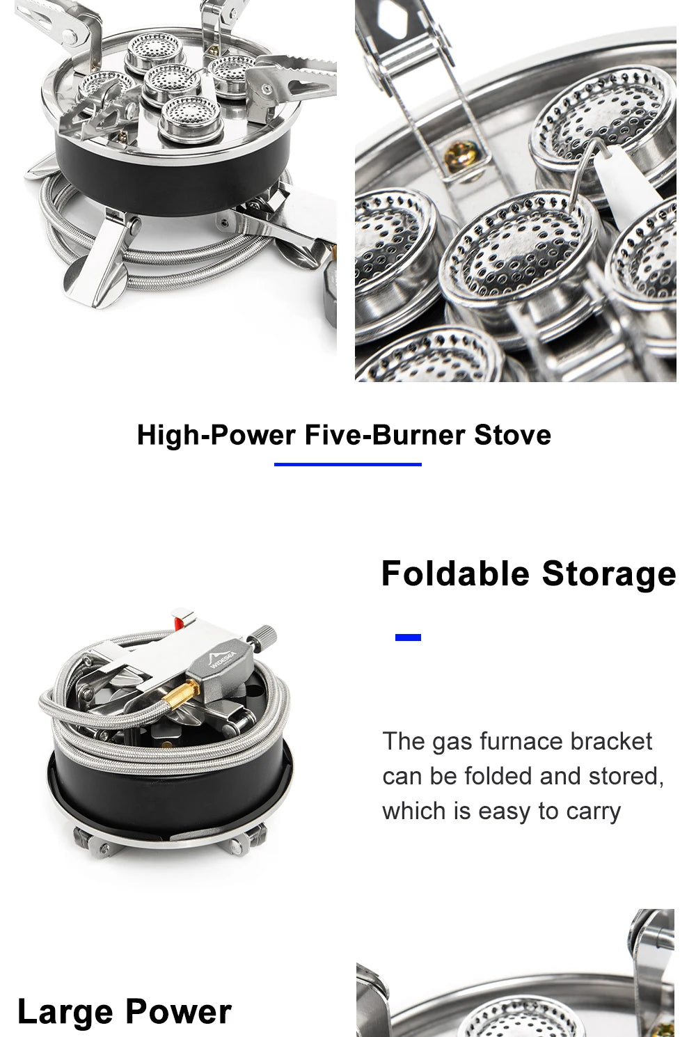Draagbaar 8800W Camping Gasfornuis – Hoge Vermogen Outdoor Brander Voor Kamperen & Picknicken
