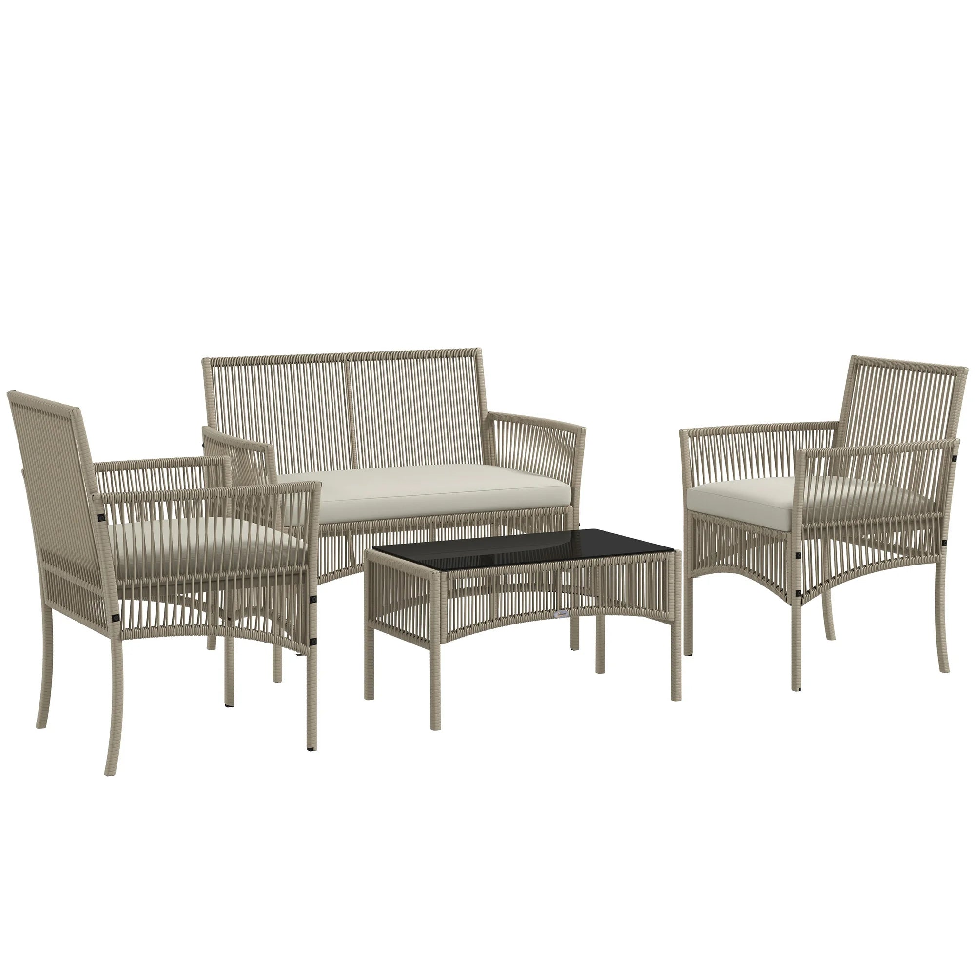4‑delige rotan tuinmeubelset met kussens – Buitenlounge set tuinmeubelen