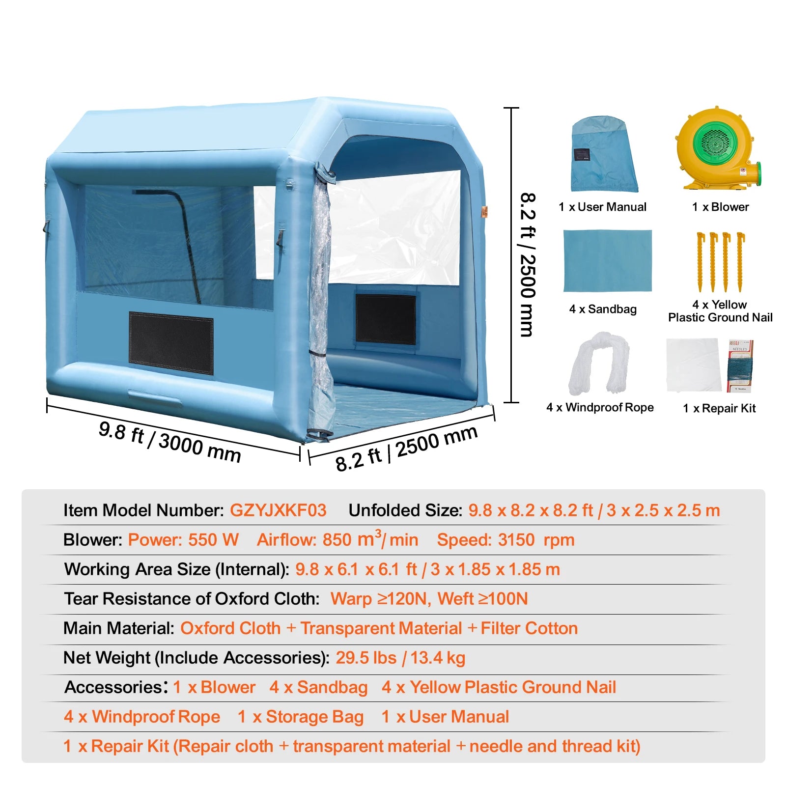 Opblaasbare Spuitcabine met Ventilatoren en Filters – Draagbare Lakcabine voor Auto, Meubels & DIY Projecten