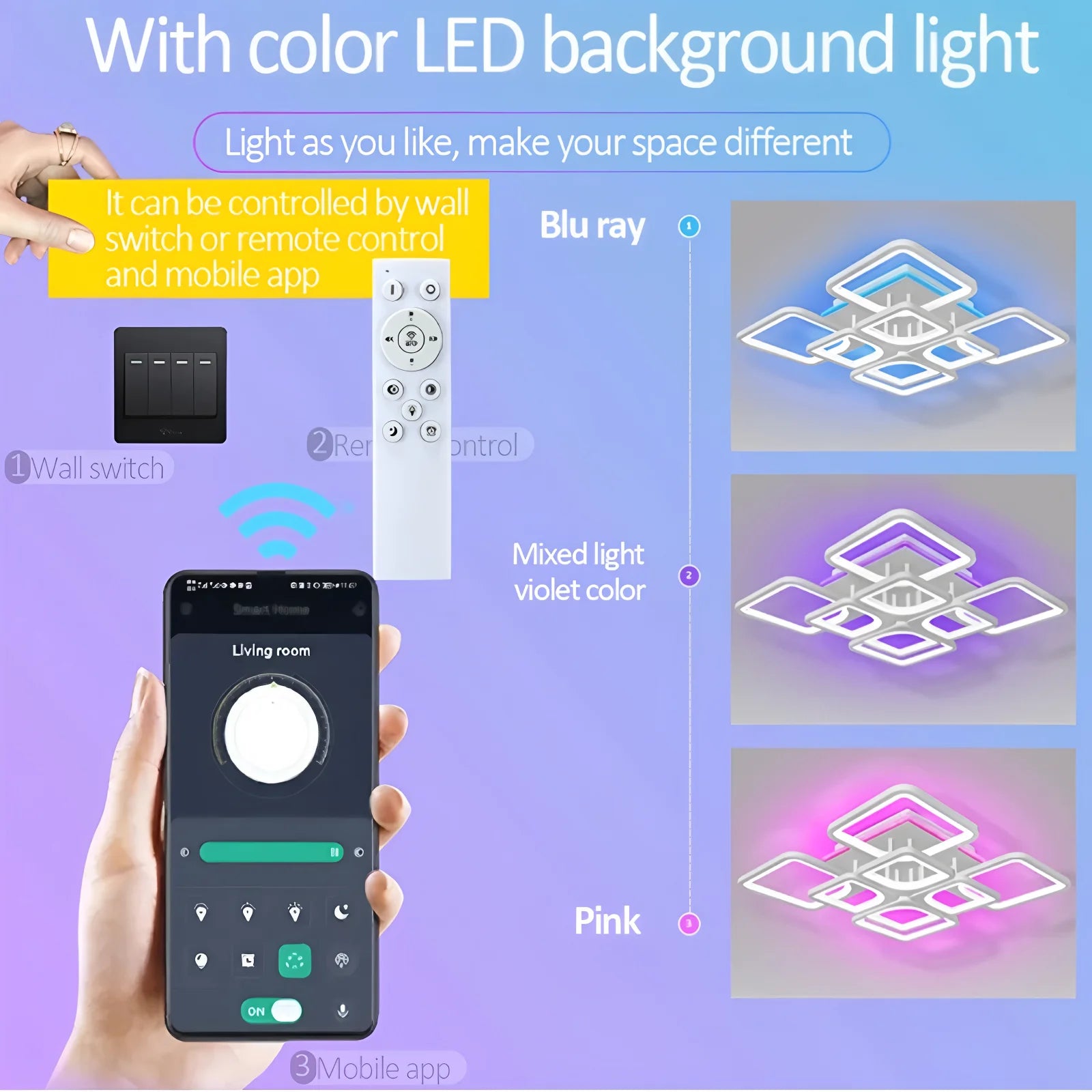 Moderne LED Plafondlamp met Backlight en Afstandsbediening – Dimbare Smart Verlichting