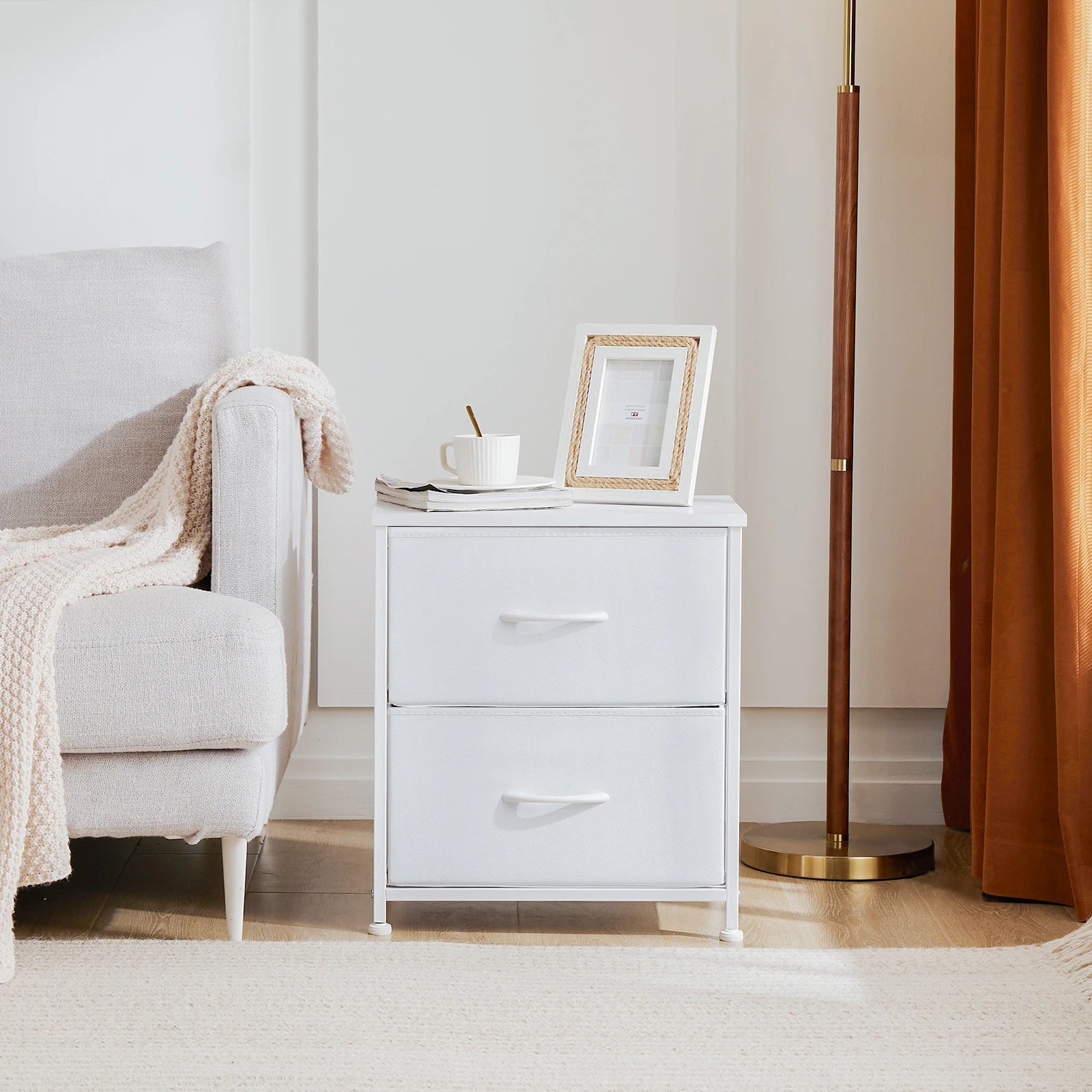 Multifunctionele Ladekast met Stoffen Lades – 2‑Stuks Woonkamer & Slaapkamer Opbergmeubel