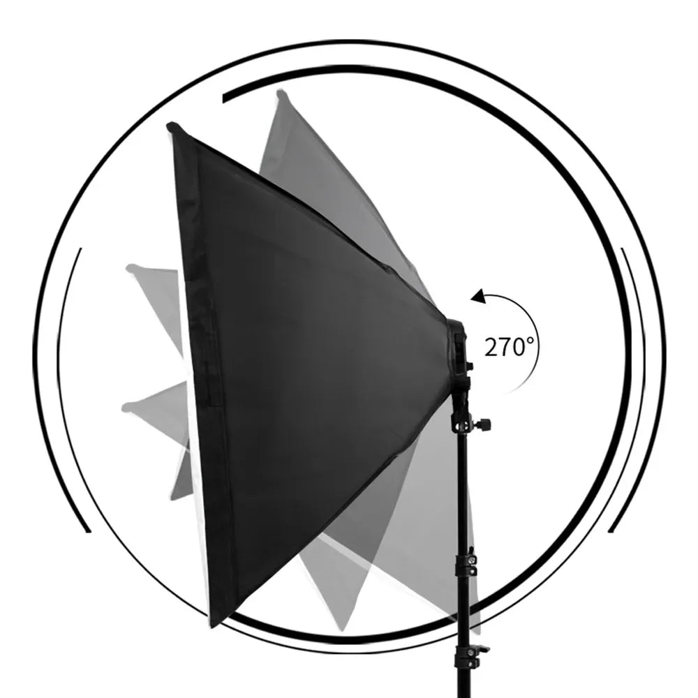 Professionele Fotostudio Softbox Set 2x 50x70 cm LED met Verstelbaar Statief – Studioverlichting voor Fotografie en Video
