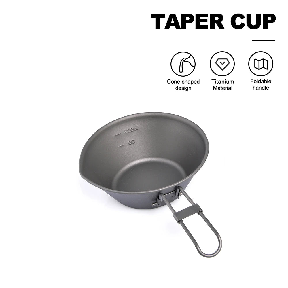 Ultralichte Titanium Beker met Opvouwbaar Handvat – Camping & Outdoor Mok