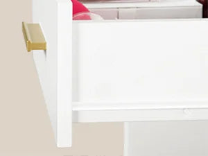 Kaptafel met Spiegel en Lades – Witte Make-up Tafel met Opbergruimte, 4 Open Planken & 2 Lades – Moderne Vanity Tafel Slaapkamer