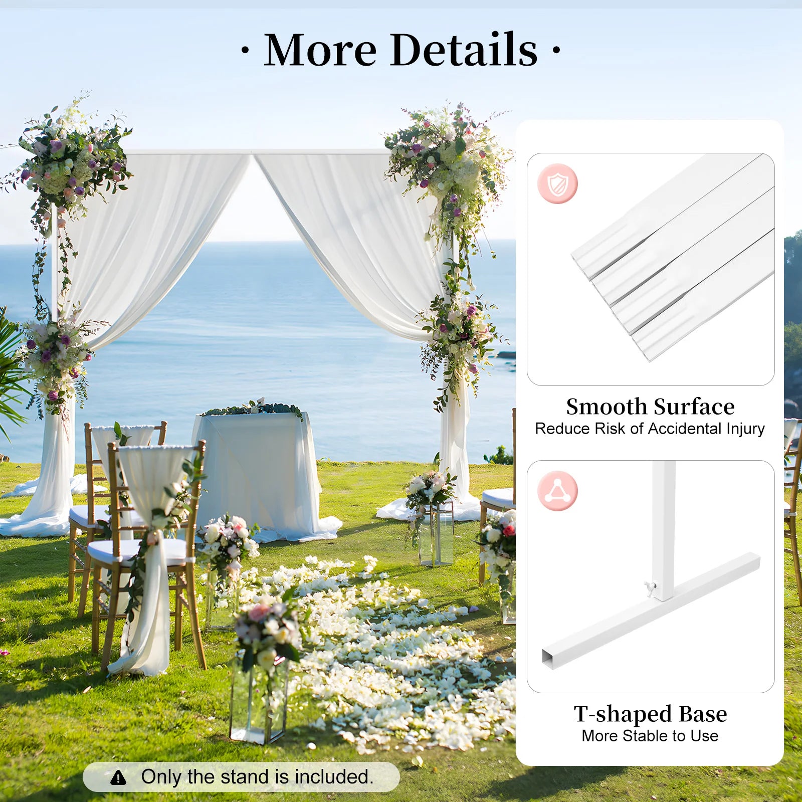 Verstelbare Bruiloft Boog Standaard 2x2m – Wit Metalen Frame voor Feestdecoratie, Bruiloften en Fotoshoots