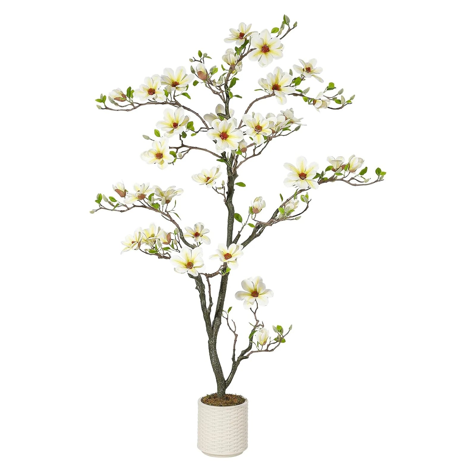 Kunstmatige Magnolia Plant 120–180 cm – Grote Nep Magnolia Boom voor Binnen & Buiten – Realistische Bloemen – Onderhoudsvrij – Luxe Woondecoratie