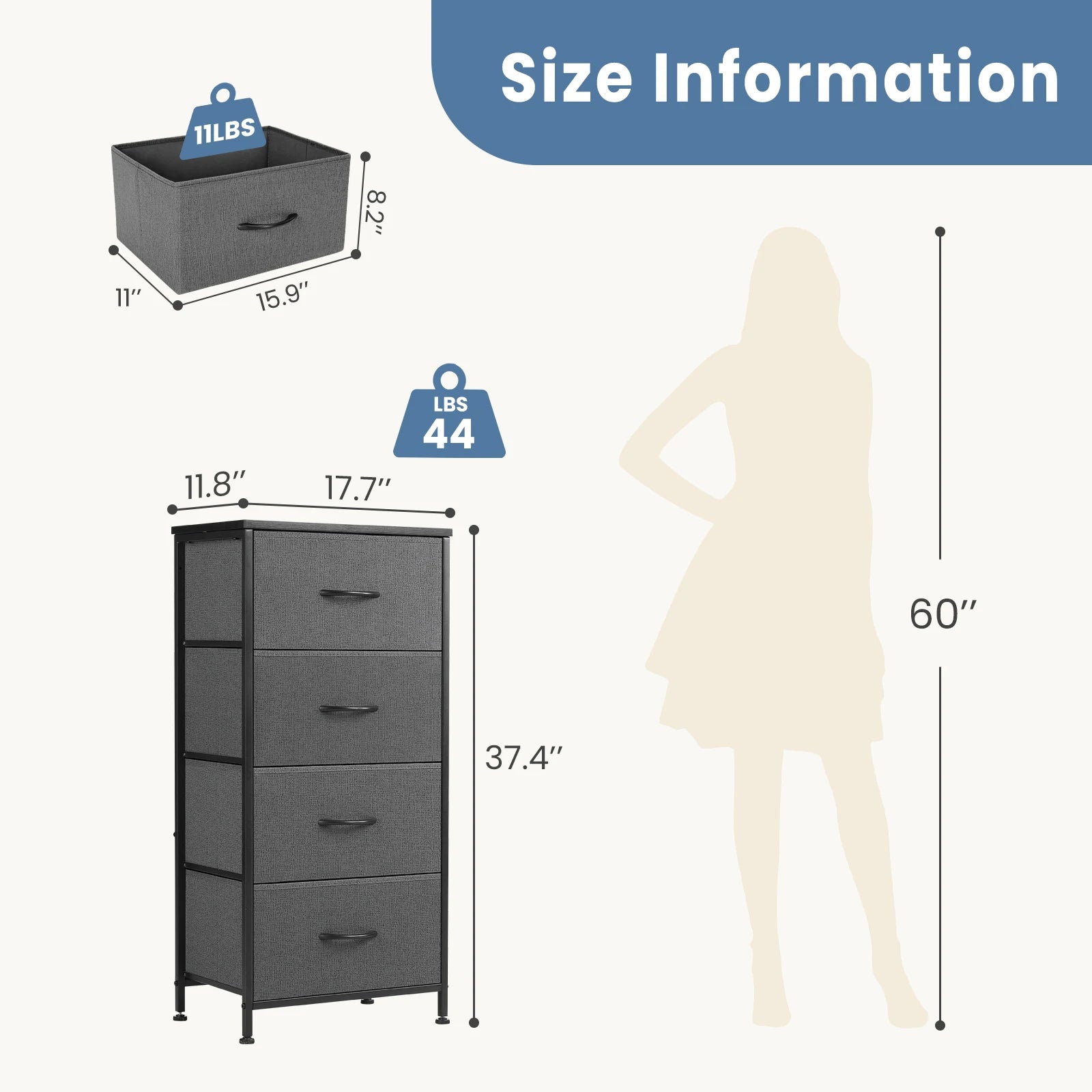 Moderne Kast met 4 Lades – Multifunctionele Slaapkameropberger