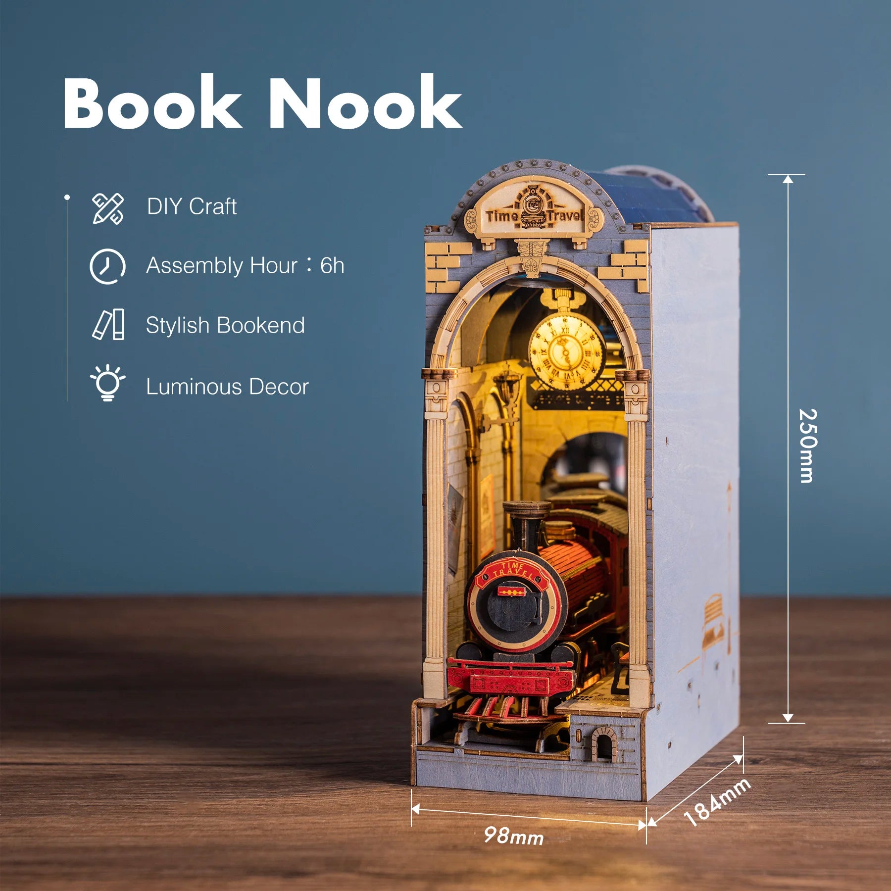 Houten Miniatuur Boekhoekje DIY – LED Sfeerlampje Creatief Knutselpakket voor Jong en Oud