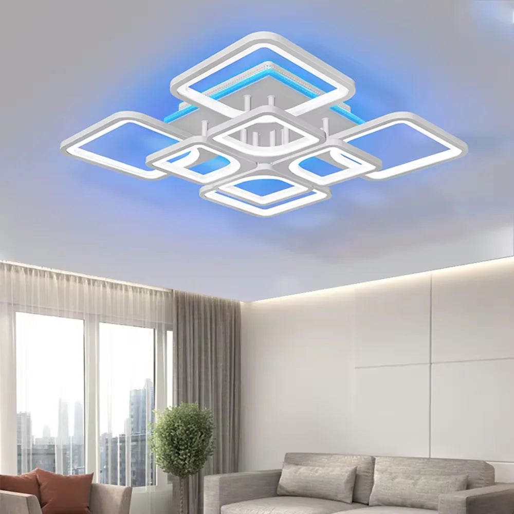 Vierkante LED Plafondlamp met Afstandsbediening en Dimfunctie – Moderne Dimbare Plafondverlichting voor Woonkamer, Slaapkamer & Hal