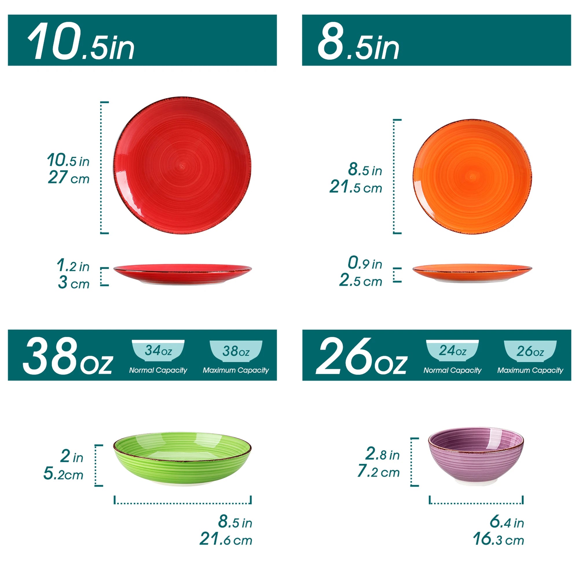 Keramisch Servies Set 12/24/48-delig – Luxe Porselein Serviesset met Handgeschilderd Spiraal Design – Vaatwasser- & Magnetronbestendig