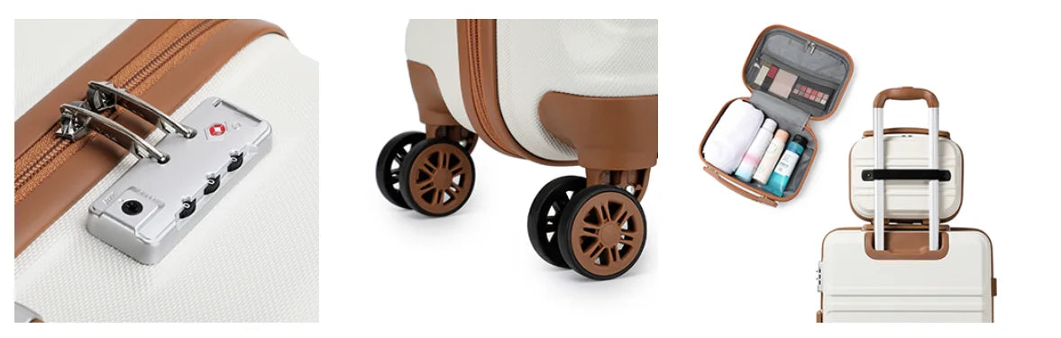 4-delige Kofferset – 55cm Handbagage, Beautycase, Reistas & Toilettas – ABS Hardcase – TSA-Slot – 360° Wielen