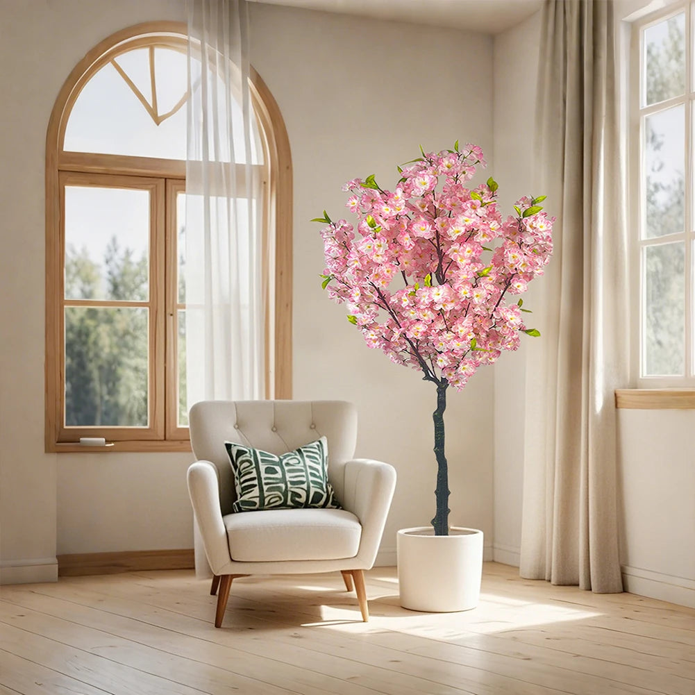 Kunstmatige Kersenbloesemboom 150 cm in Pot – Realistische Sakura Kunstboom voor Binnen, Woonkamer & Kantoor Decoratie