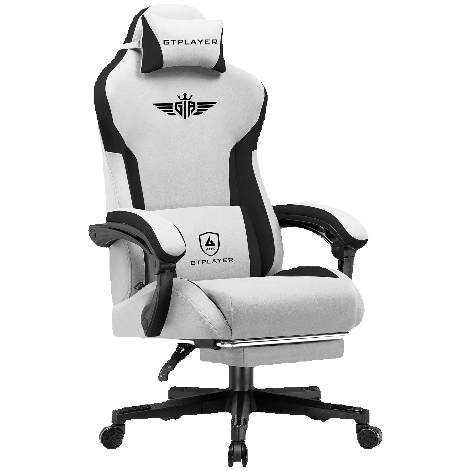 Ergonomische Gamingstoel van Stof met Voetensteun en Verstelbare Rugleuning (165°)