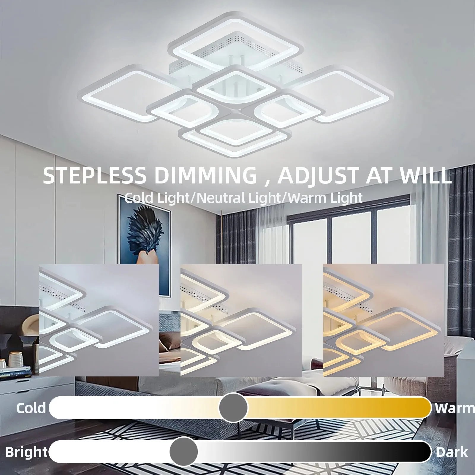 Slimme Vierkante LED Plafondlamp – Dimbare Minimalistische Plafondverlichting met Afstandsbediening & App