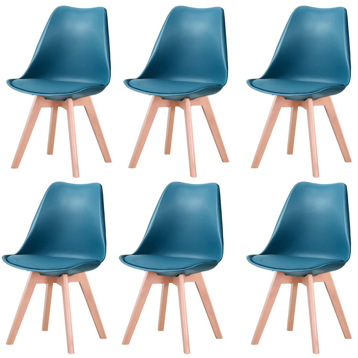 Set van 6 Eetkamerstoelen – Stoelen met Rugleuning & Beukenhouten Poten – Scandinavisch Design – Khaki