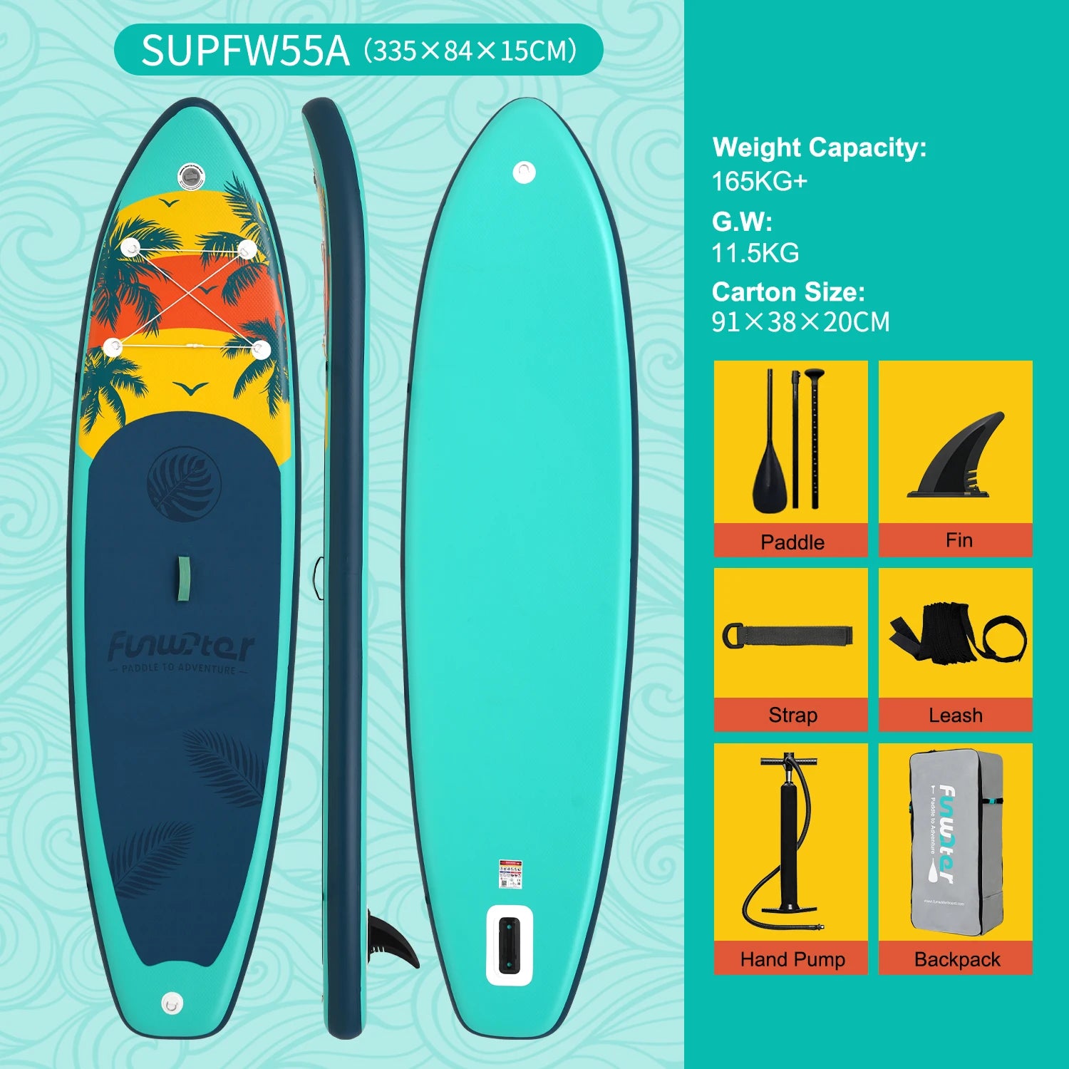 Opblaasbaar SUP Board 335 cm – Stand Up Paddle Board met Accessoires – Antislip & Extra Stabiel