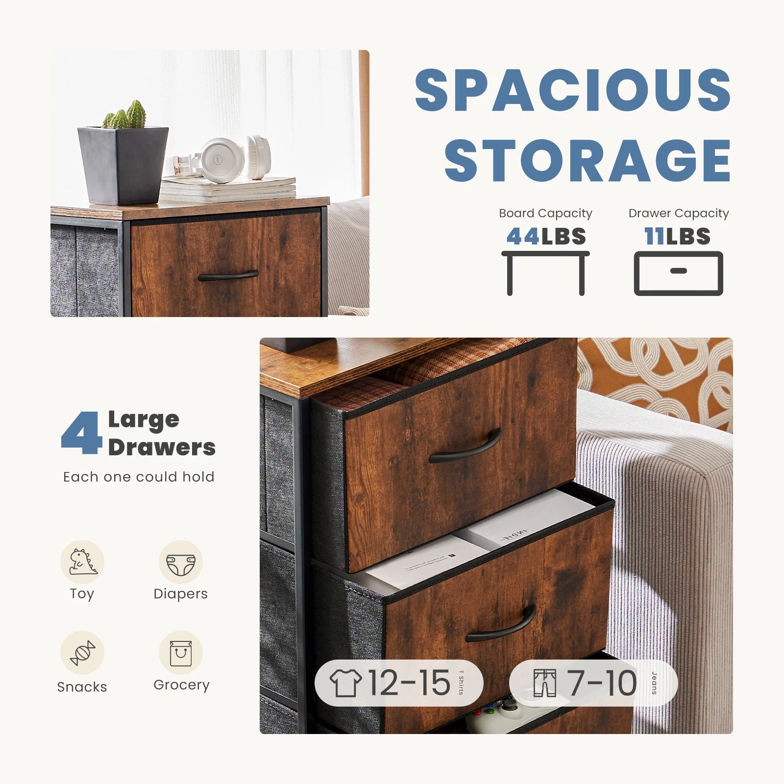 Moderne Kast met 4 Lades – Multifunctionele Slaapkameropberger