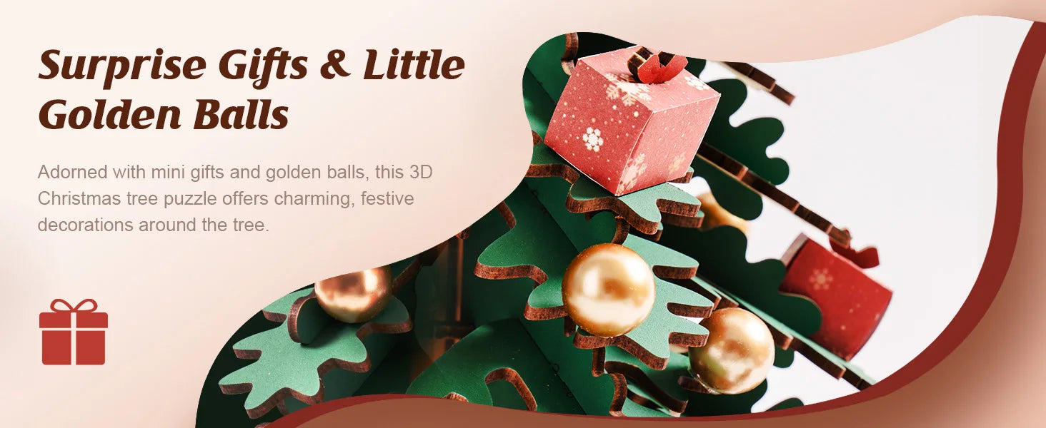 3D Houten Kerstboom Muziekdoos met Licht – DIY Kerstpuzzel met Kerstmelodieën – Decoratieve Kerst Muziekdoos voor Tafeldecoratie en Cadeau