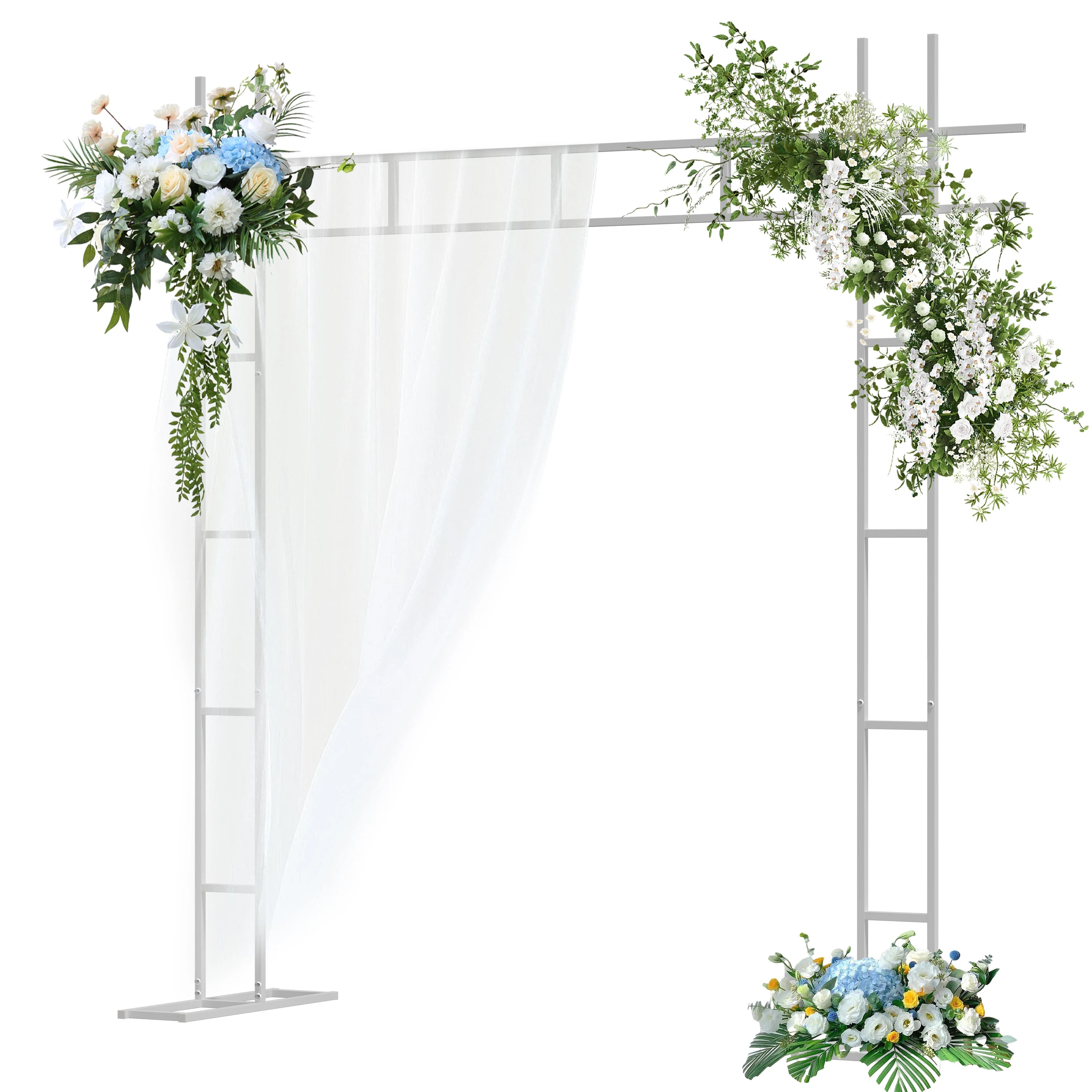 Vierkante Witte Trouwboog Metaal 236x236 cm – Wedding Arch voor Ceremonie, Ballonnen en Bloemen Decoratie – Stevige Feestboog Binnen & Buiten