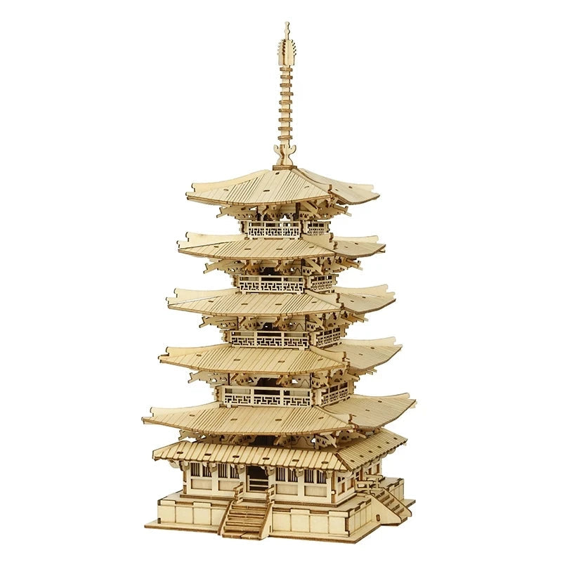 3D Houten Pagode Bouwset 275-delig – Creatief Bouwspeelgoed voor Kinderen en Volwassenen – DIY Puzzel en Decoratie