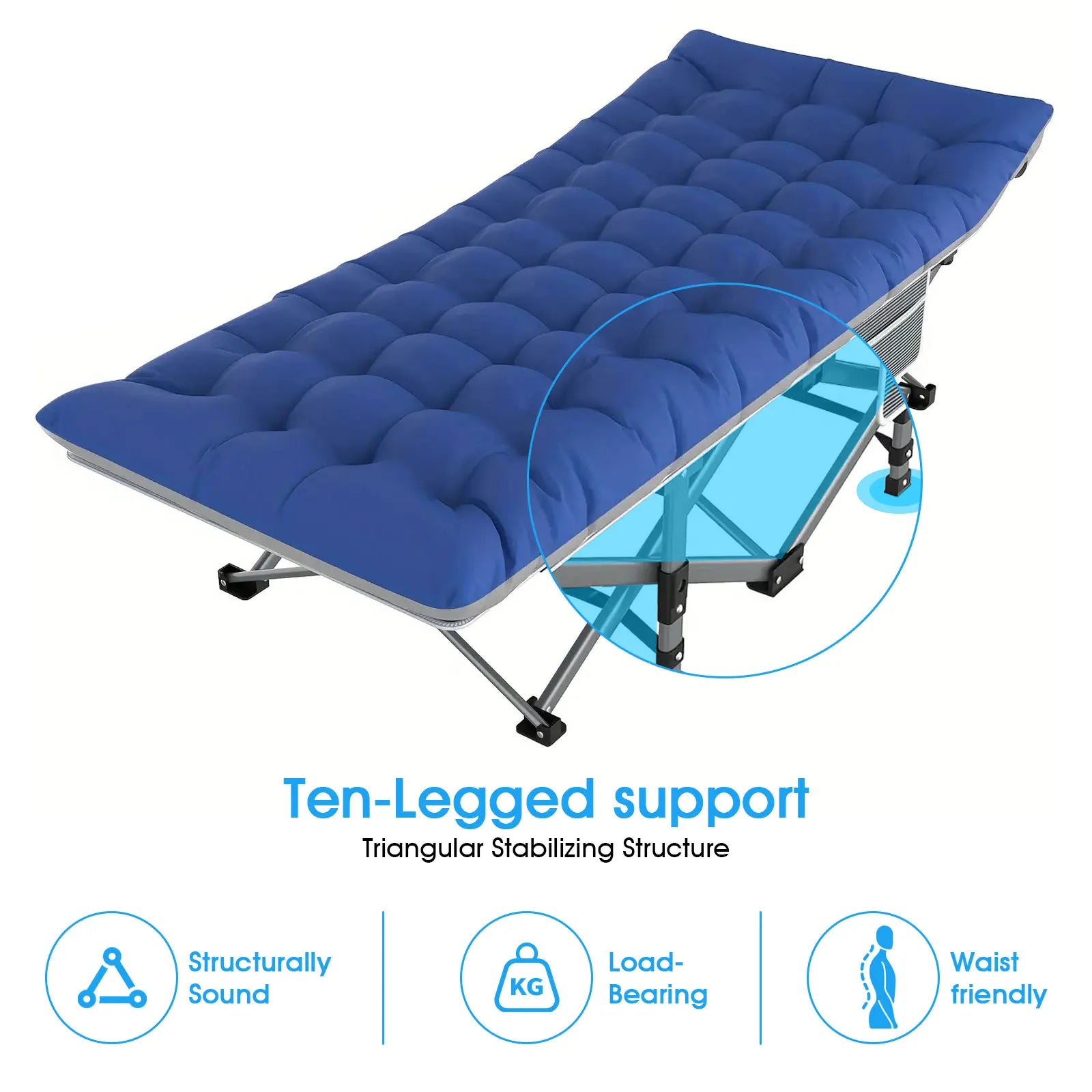 Opvouwbaar Campingbed voor Volwassenen – Sterk, Draagbaar en Inclusief Matras & Draagtas