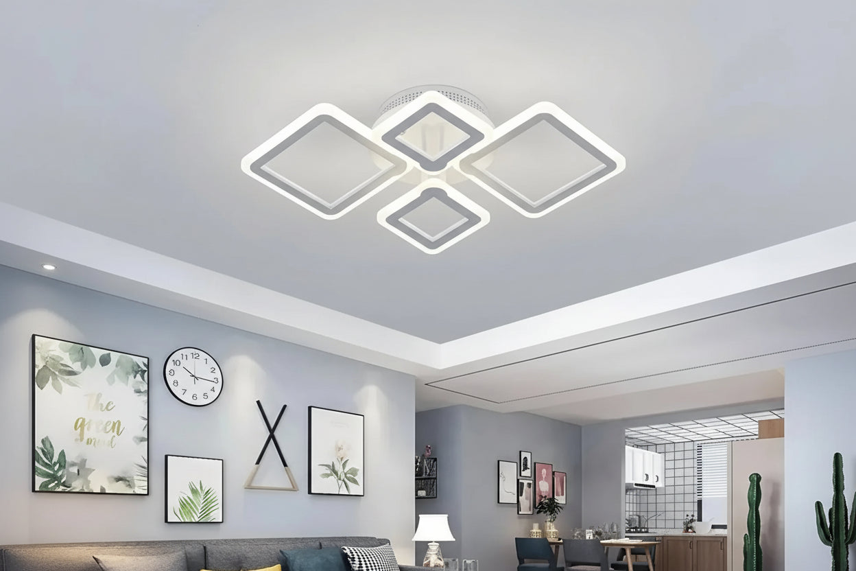 Moderne LED Plafondlamp Vierkant met Afstandsbediening – Dimbare Smart Plafondverlichting – Energiezuinige Acryl Design Lamp voor Slaapkamer & Woonkamer
