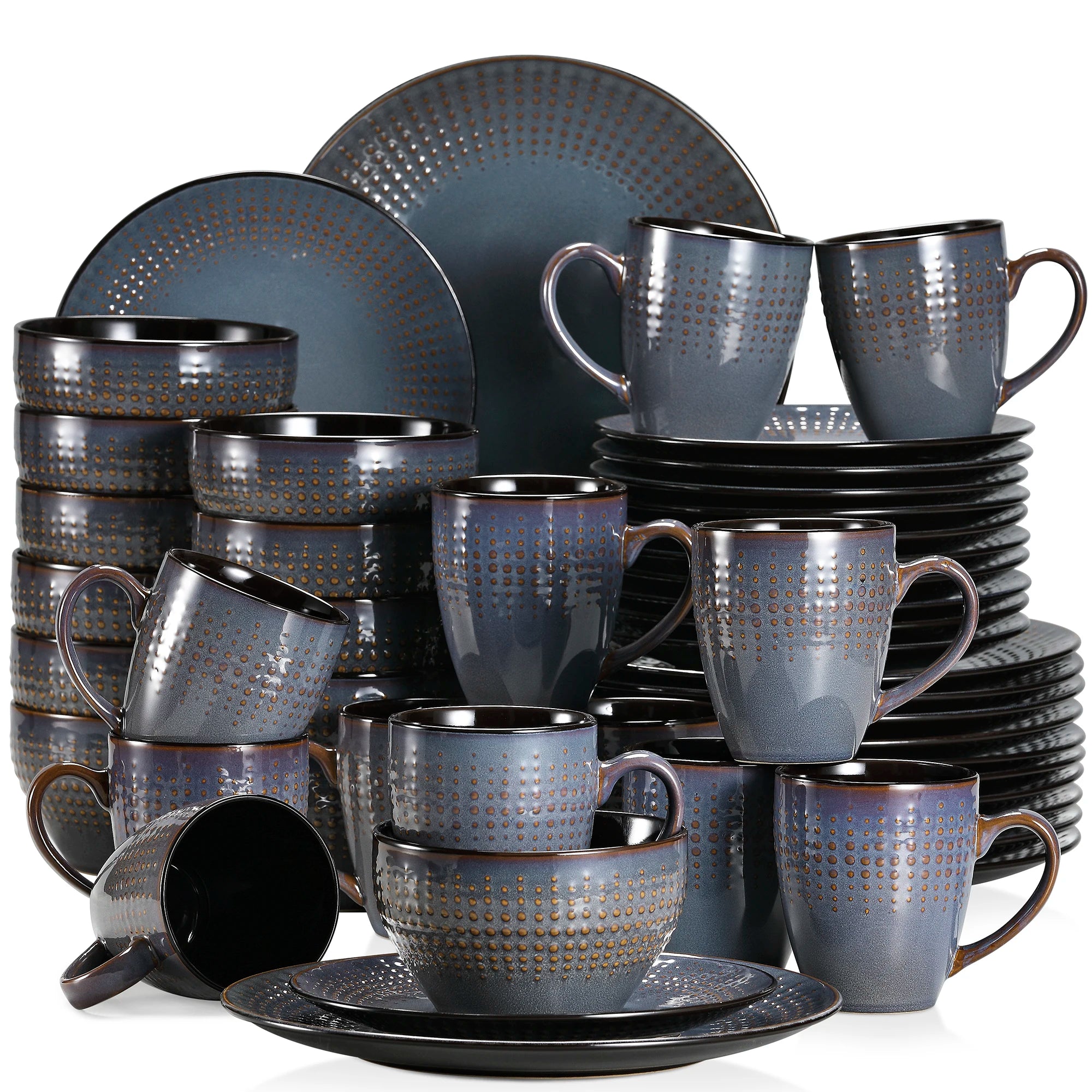 Serviesset Grijs – Steengoed Dinerservies 16, 32 of 48-delig voor 4, 8 of 12 Personen