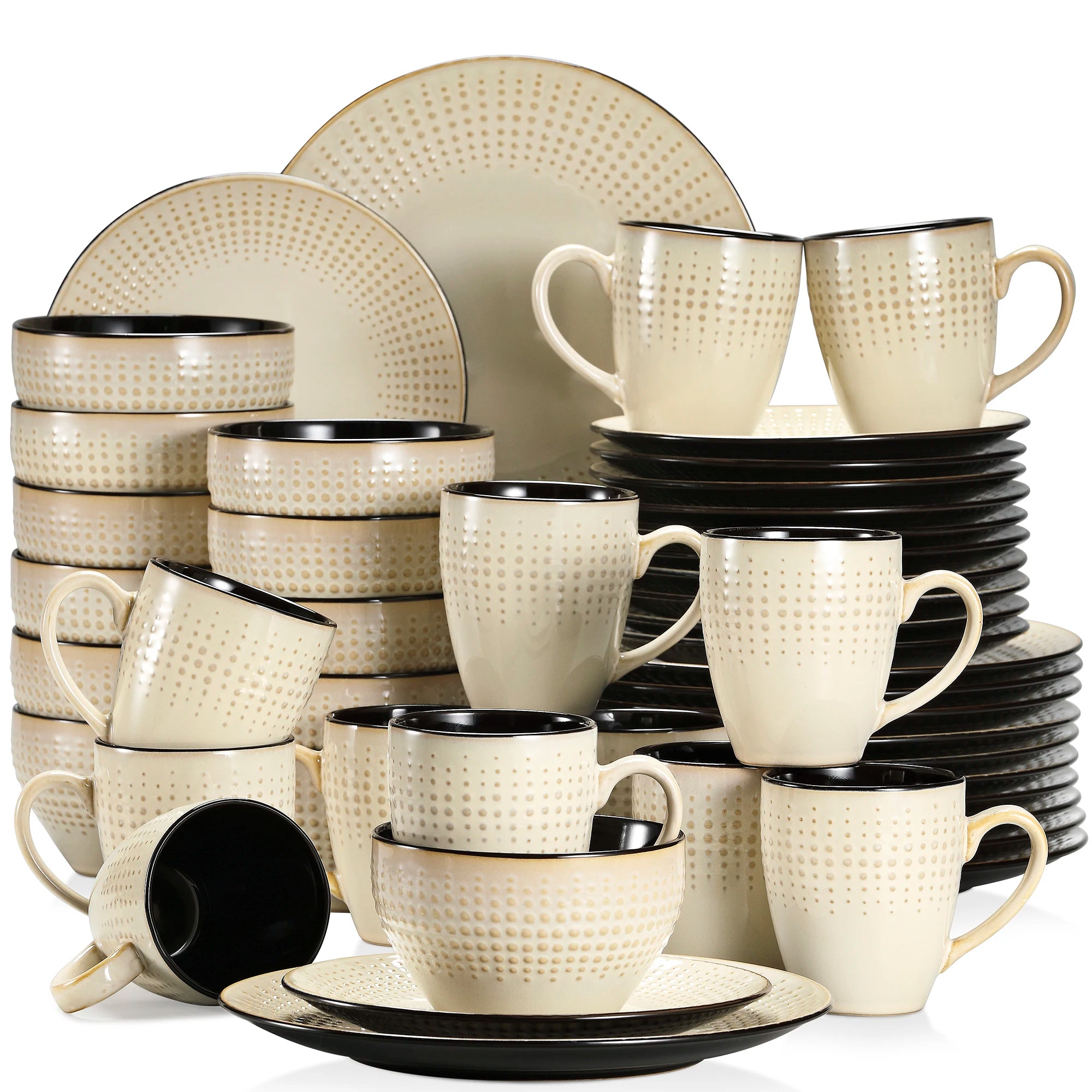 Serviesset Grijs – 16, 32 of 48-delig Steengoed Servies voor 4, 8 of 12 Personen – Modern & Luxe Tafelservies