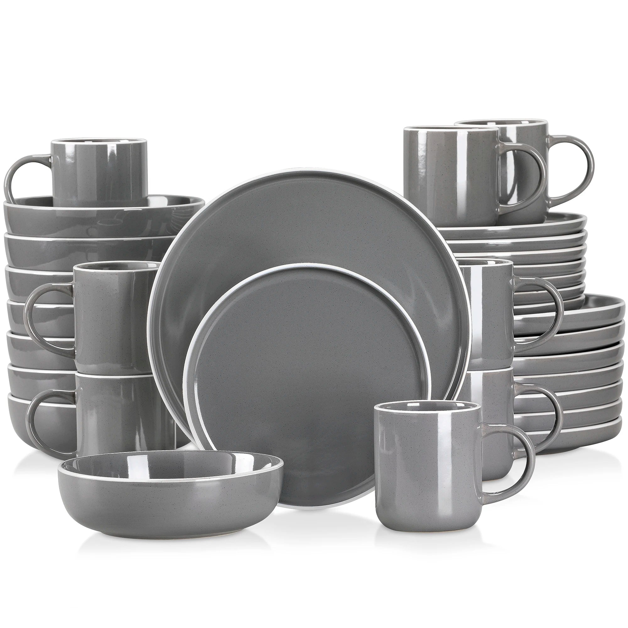 Serviesset 16-delig – Grijs Steengoed Servies voor 4 Personen – Modern & Duurzaam Keramisch Servies