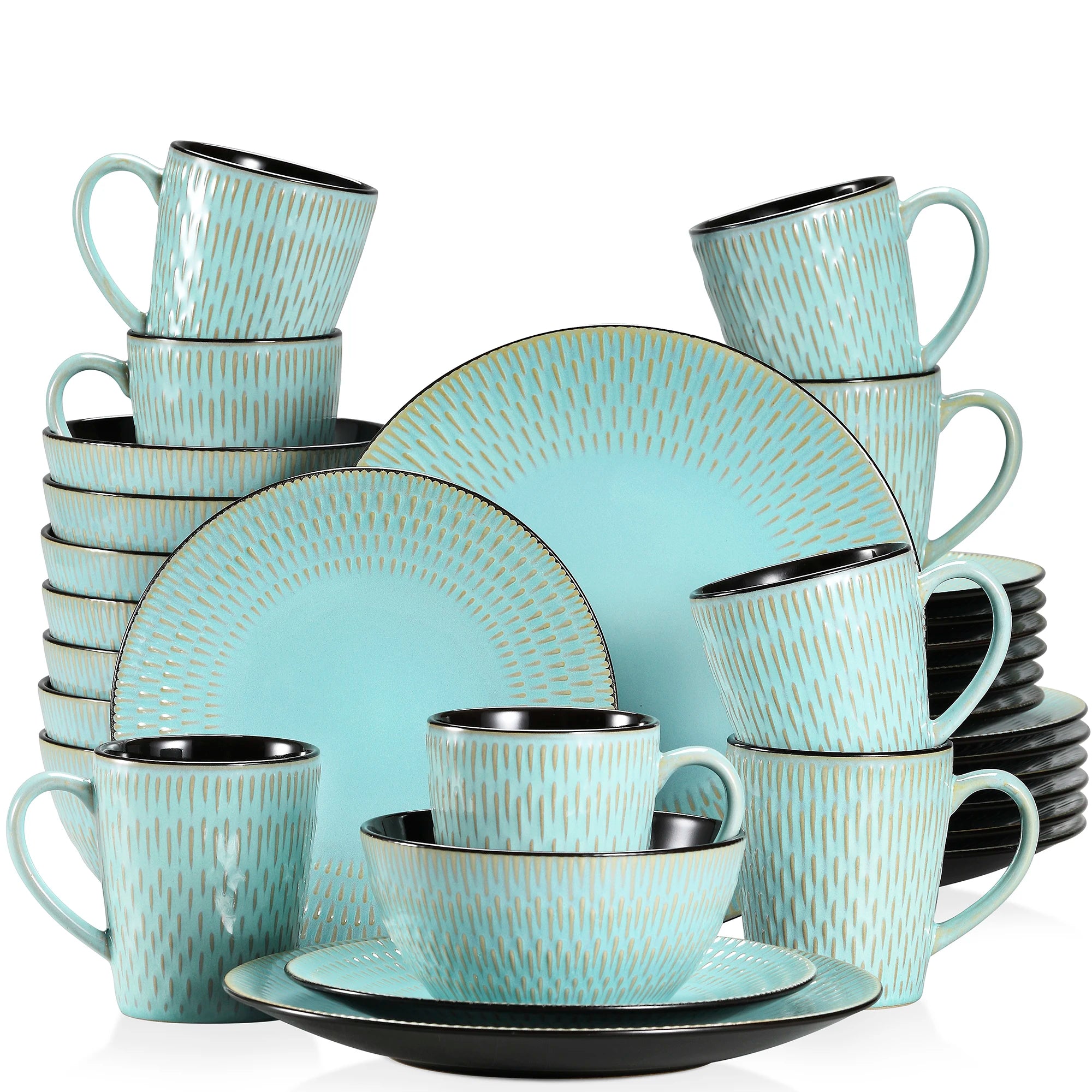 Serviesset Grijs – 16, 32 of 48-delig Steengoed Servies voor 4, 8 of 12 Personen – Modern & Luxe Tafelservies