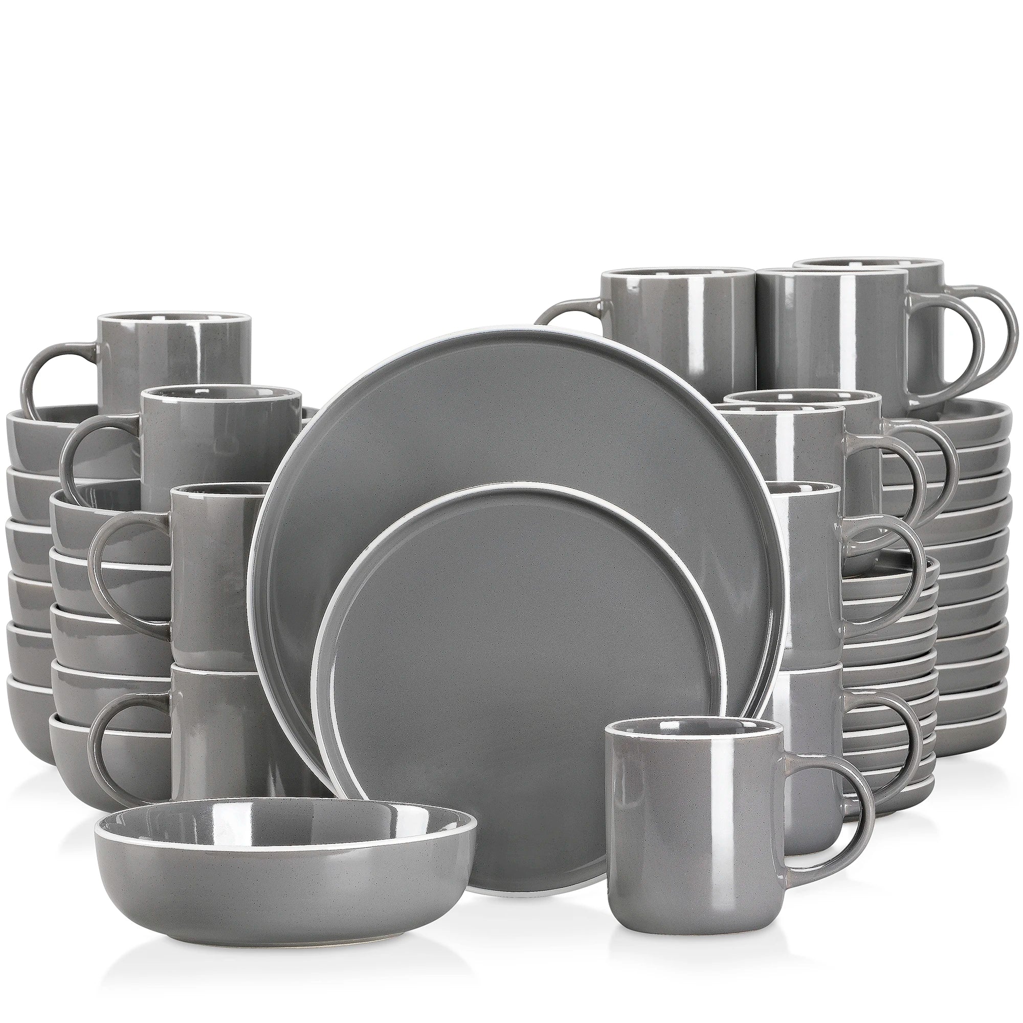 Serviesset 16-delig – Grijs Steengoed Servies voor 4 Personen – Modern & Duurzaam Keramisch Servies