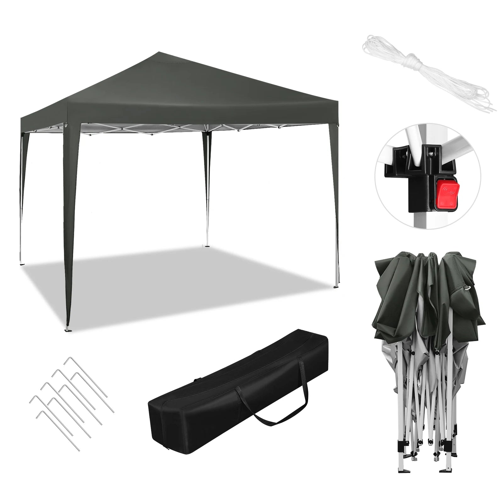 Easy Up Pop-up Partytent 3x3 m Waterdicht – Tuinpaviljoen met UV-Bescherming & Draagtas voor Tuin, Camping en Evenementen