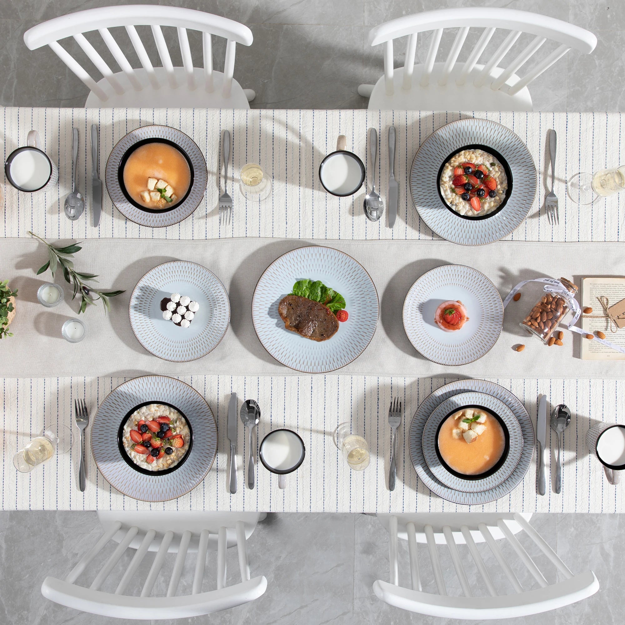 Serviesset Grijs – 16, 32 of 48-delig Steengoed Servies voor 4, 8 of 12 Personen – Modern & Luxe Tafelservies