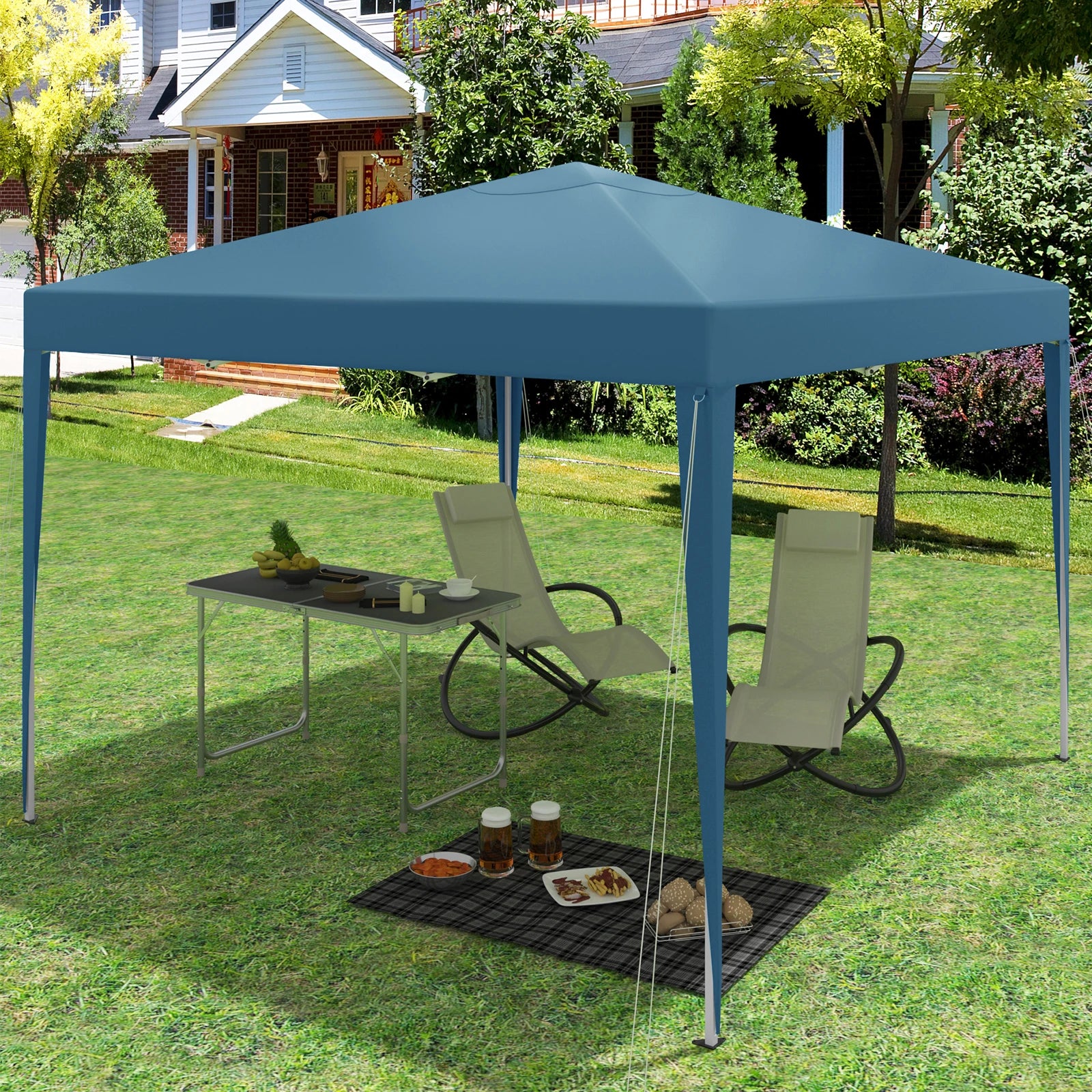 Easy Up Pop-up Partytent 3x3 m Waterdicht – Tuinpaviljoen met UV-Bescherming & Draagtas voor Tuin, Camping en Evenementen