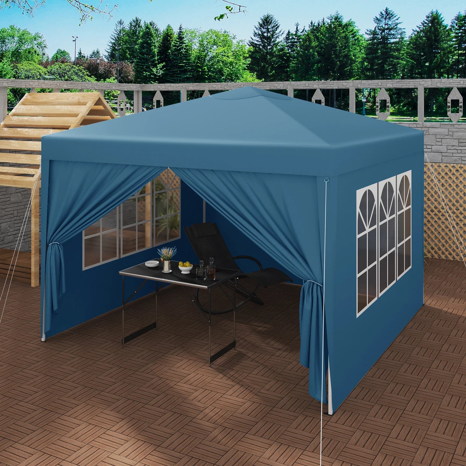 Easy Up Partytent 3x3 m – Opvouwbare Waterdichte Tuintent met UV-bescherming - Pop‑Up Systeem - Inclusief Draagtas