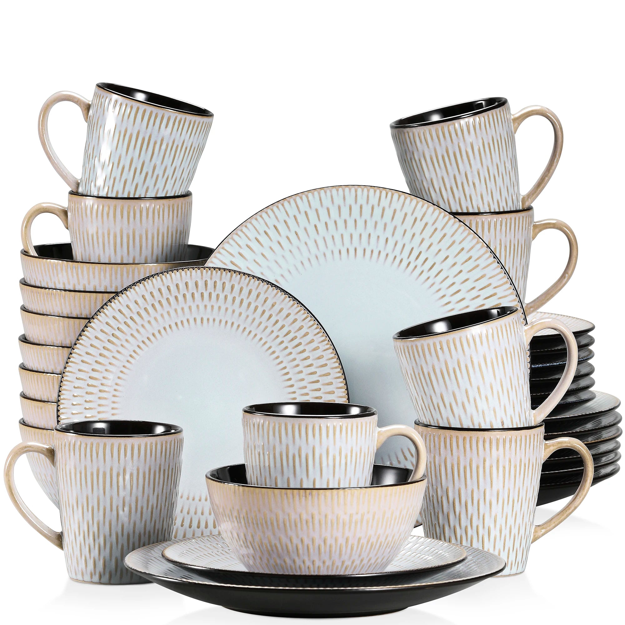 Serviesset Grijs – 16, 32 of 48-delig Steengoed Servies voor 4, 8 of 12 Personen – Modern & Luxe Tafelservies