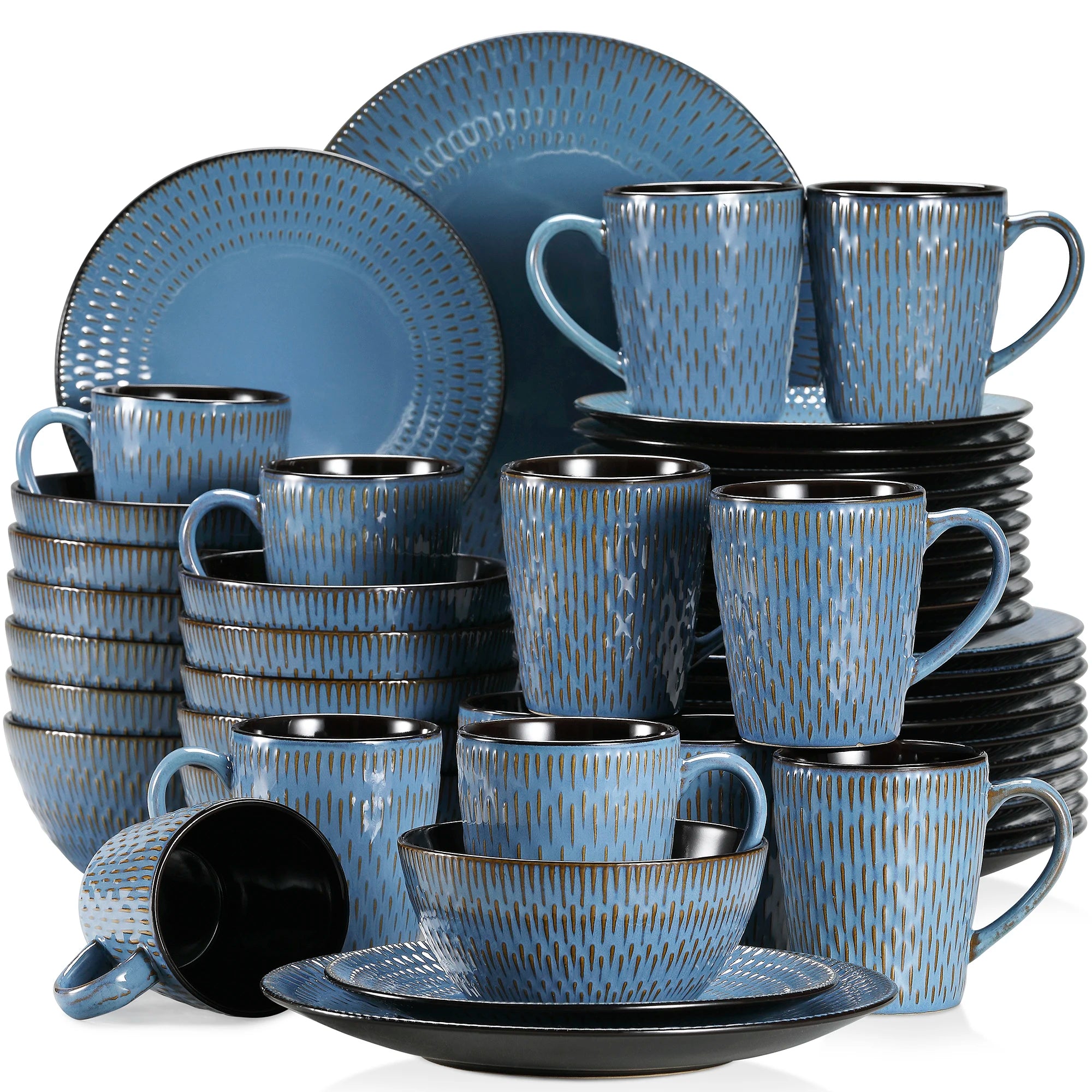 Serviesset Grijs – 16, 32 of 48-delig Steengoed Servies voor 4, 8 of 12 Personen – Modern & Luxe Tafelservies