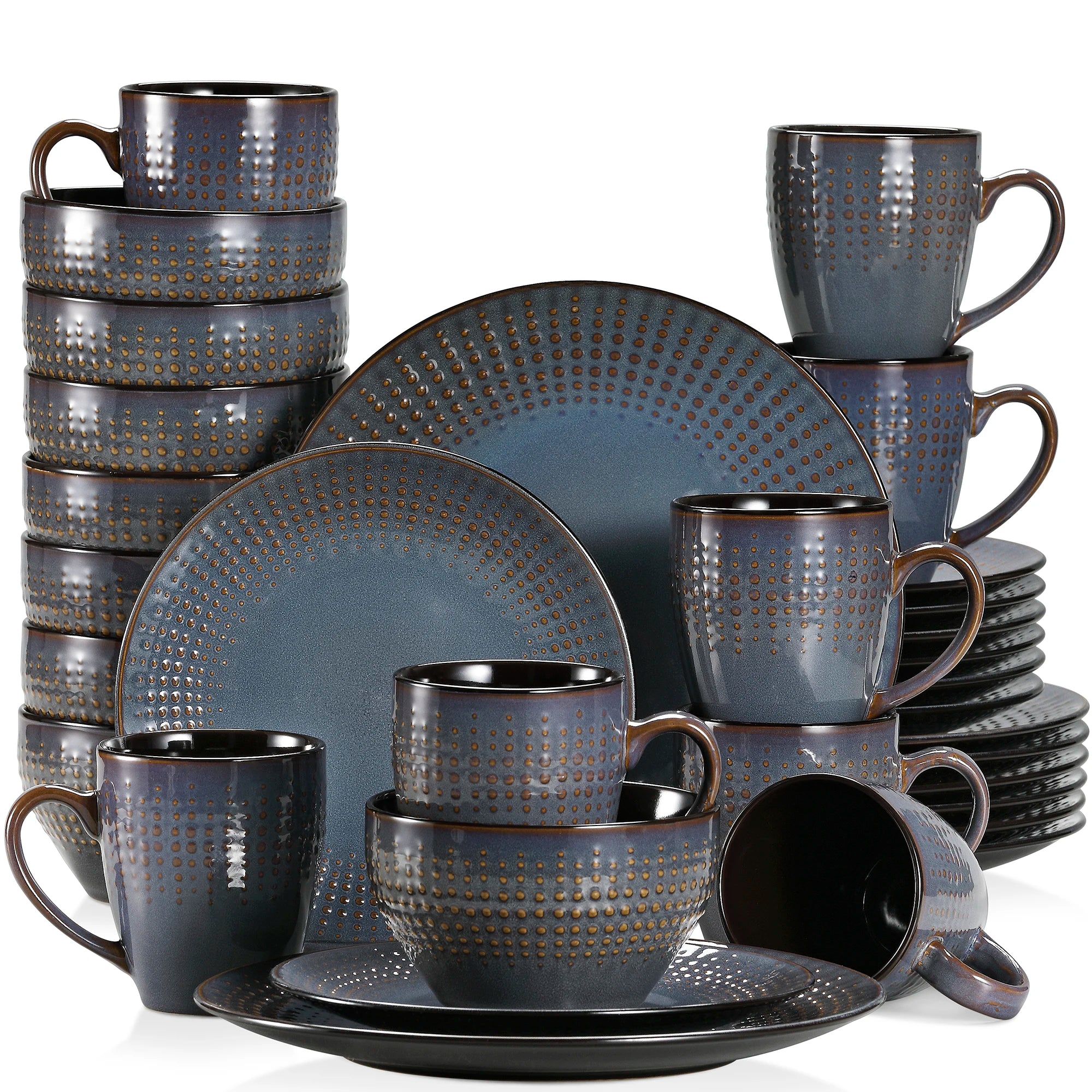 Serviesset Grijs – Steengoed Dinerservies 16, 32 of 48-delig voor 4, 8 of 12 Personen